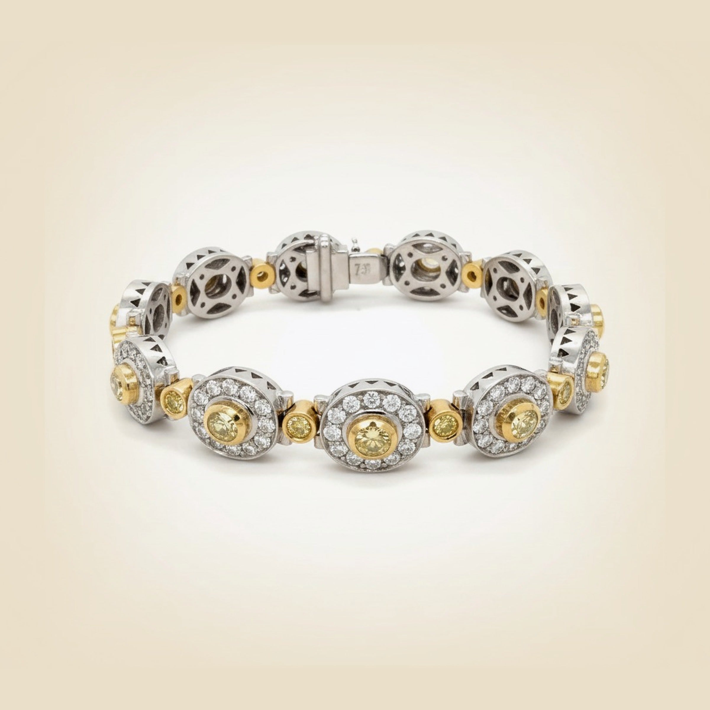 Yellow Diamond Oval Link Bracelet