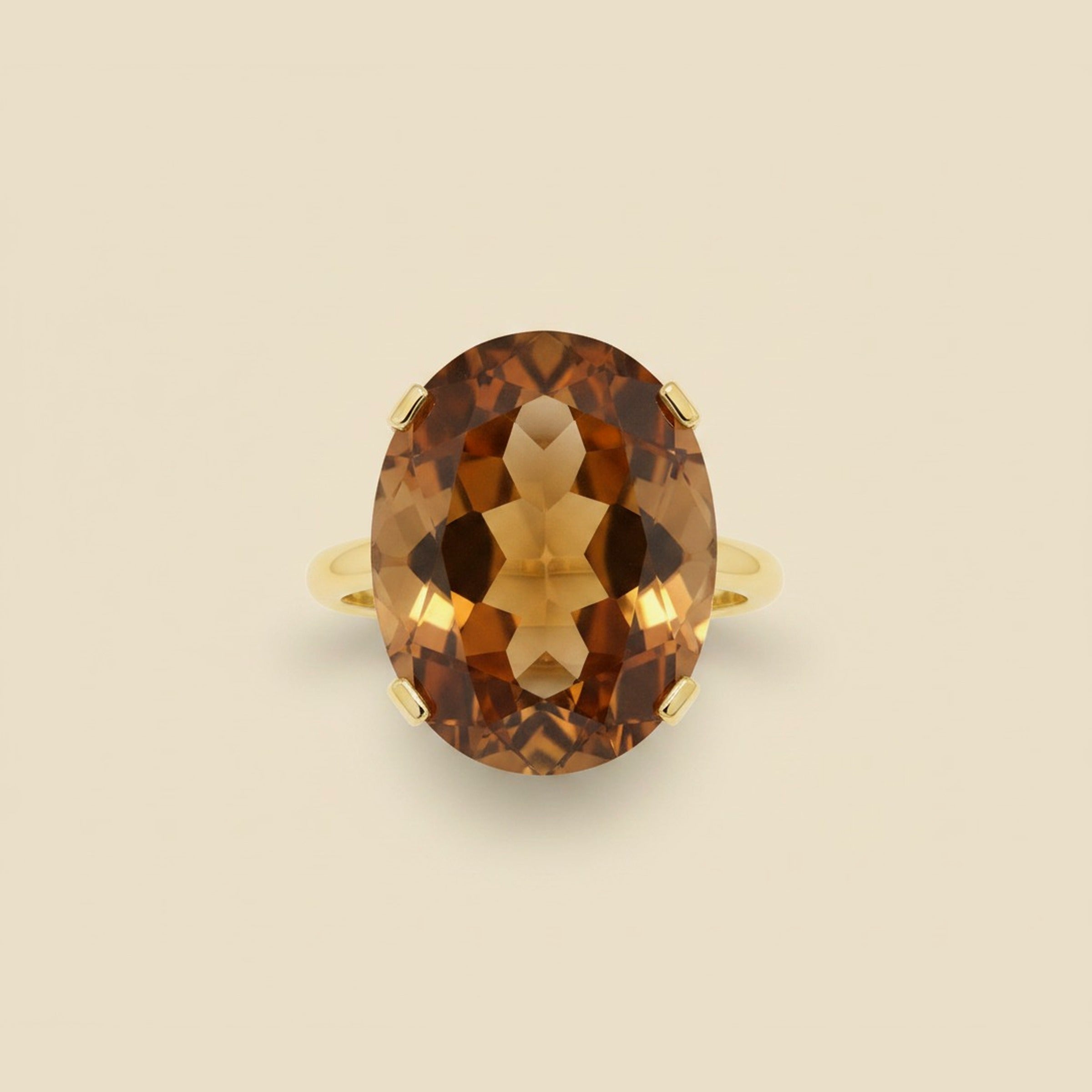 Yellow Gold 6 Prong Citrine Cocktail Ring – Empire Diamond – view 2