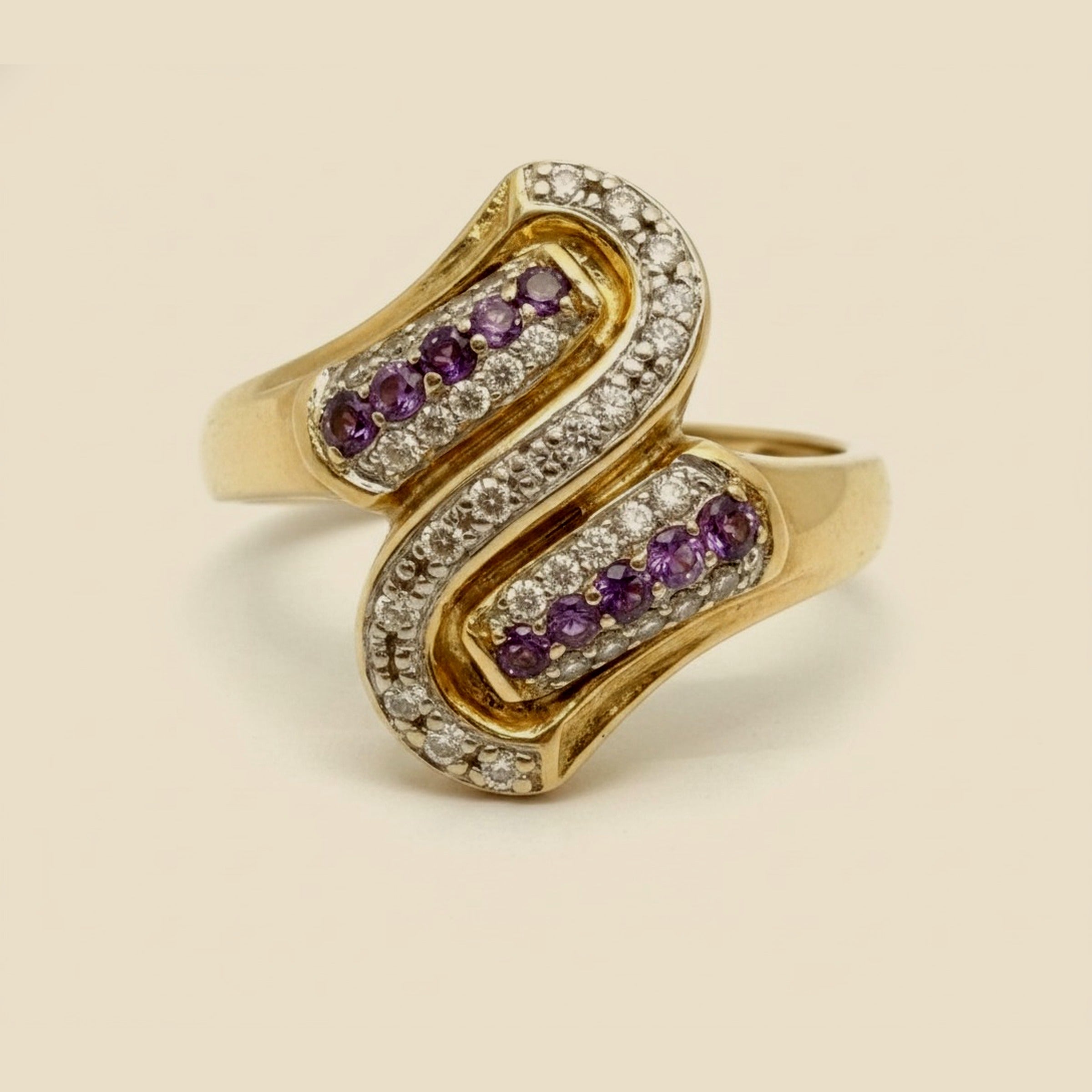 Yellow Gold Amethyst & Diamond Everyday Ring – Empire Diamond – view 2