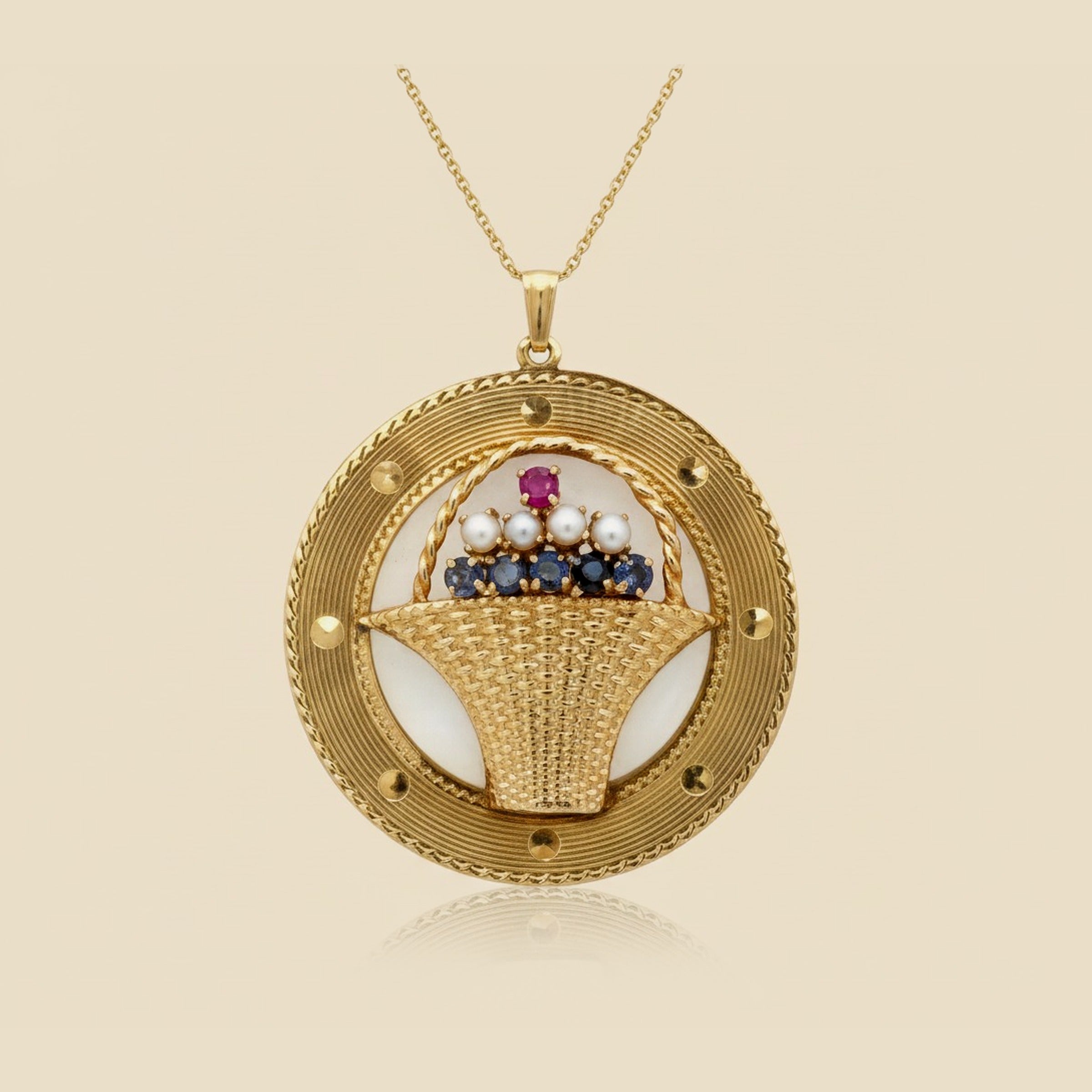 Yellow Gold Basket Charm Pendant