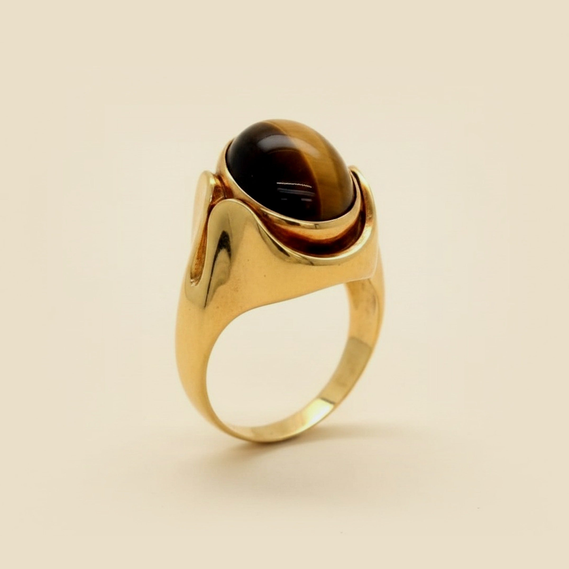 Yellow Gold Bezel Set Chrysoprase and Tiger Eye Reversible Retro – Empire Diamond