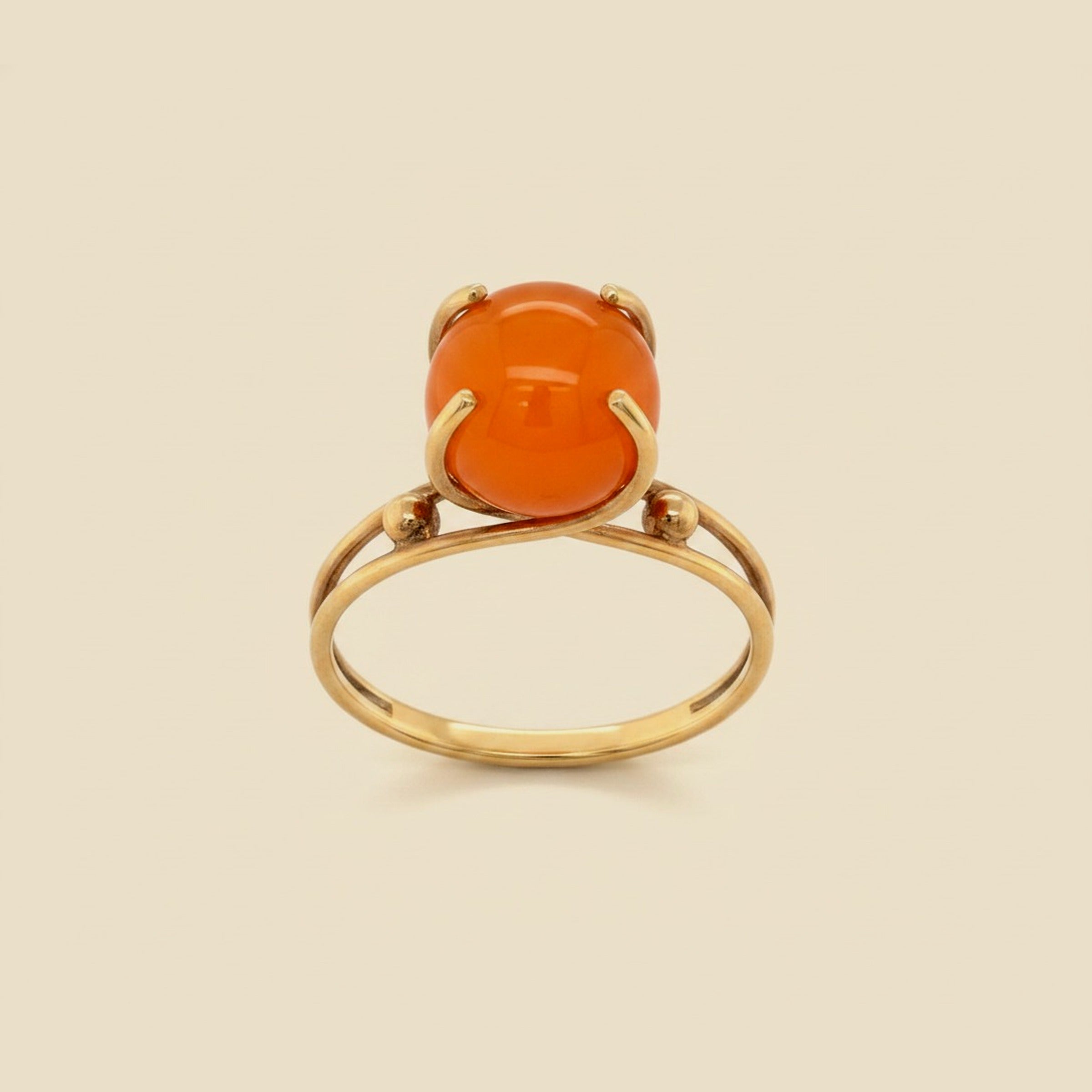 Yellow Gold Carnelian Ball Bead Ring