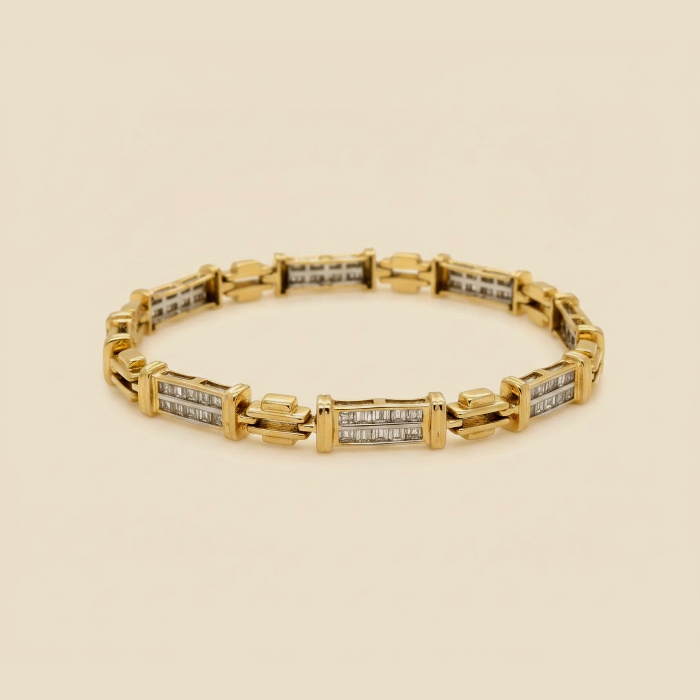 Yellow Gold Channel Set Baguette Diamond Bracelet