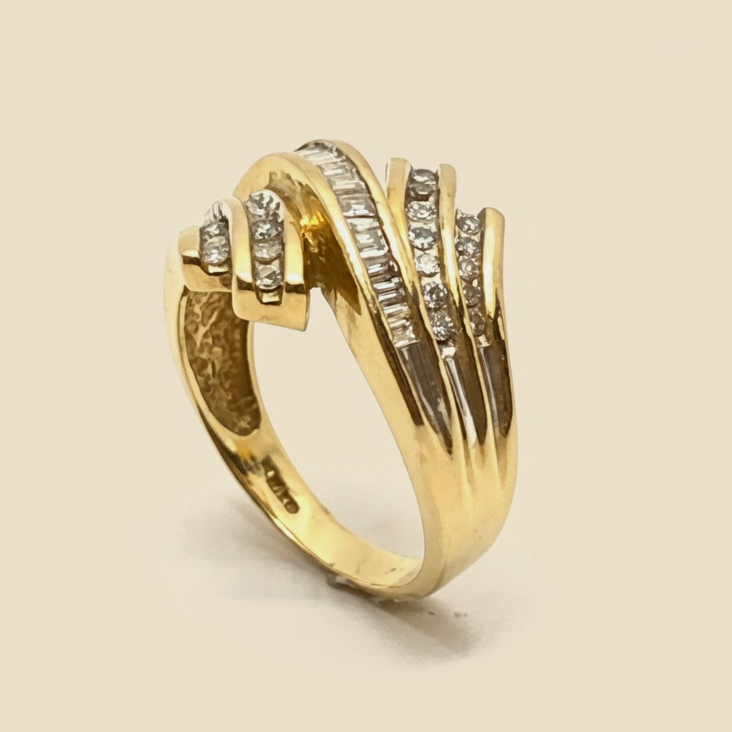 Yellow Gold Channel Set Diamond Bypass Ring – Empire Diamond