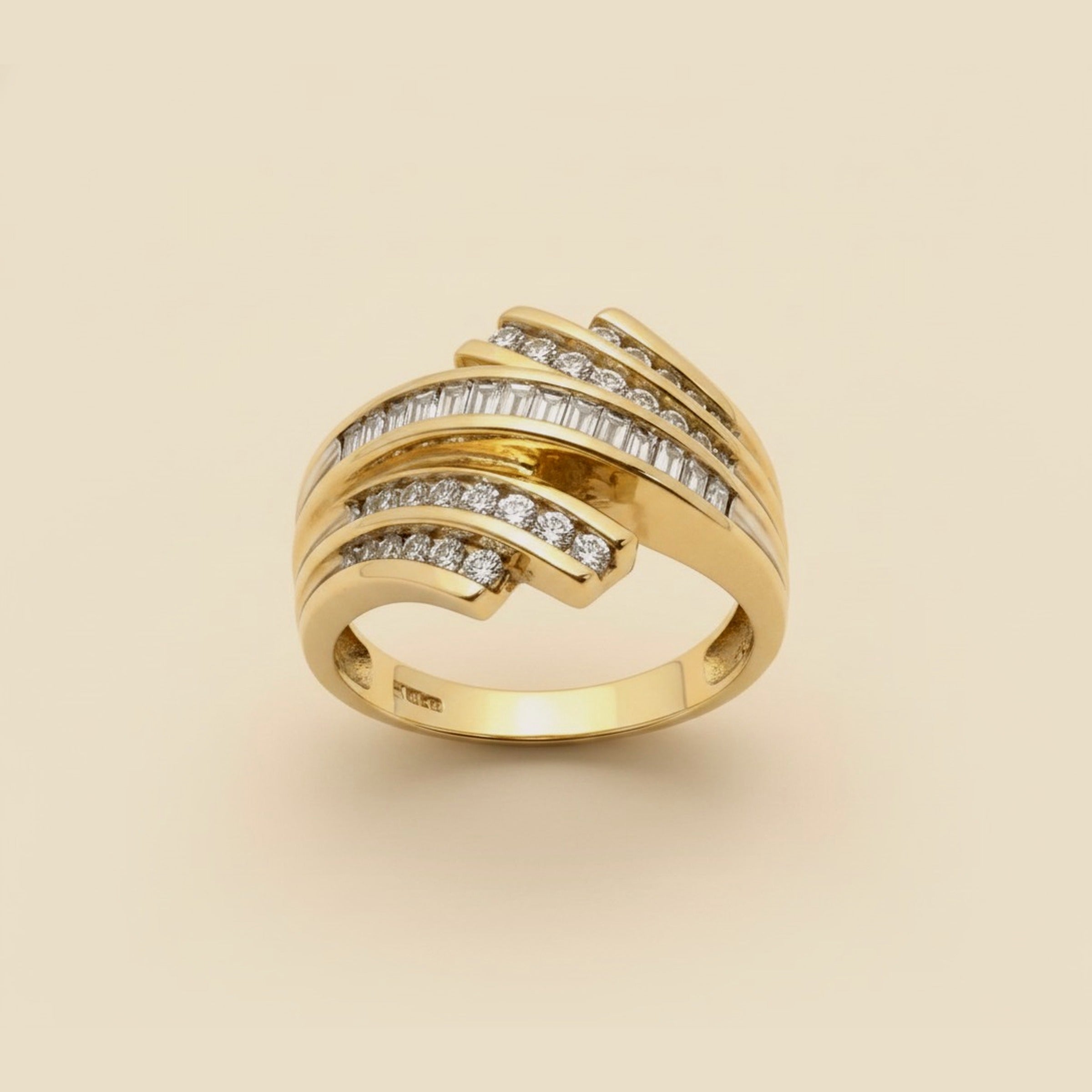 Yellow Gold Channel Set Diamond Bypass Ring – Empire Diamond – view 2
