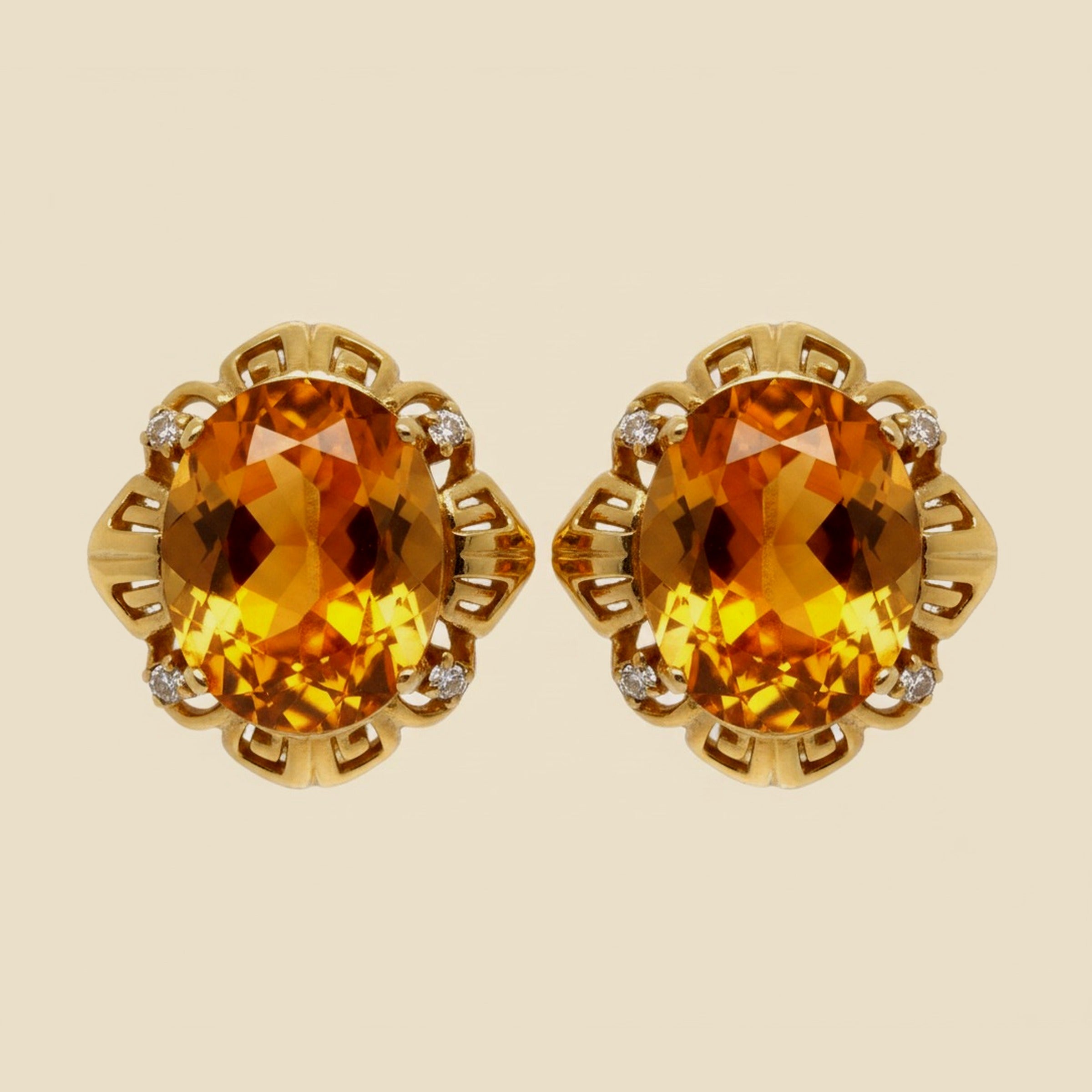 Yellow Gold Checkerboard Citrine Earrings – Empire Diamond