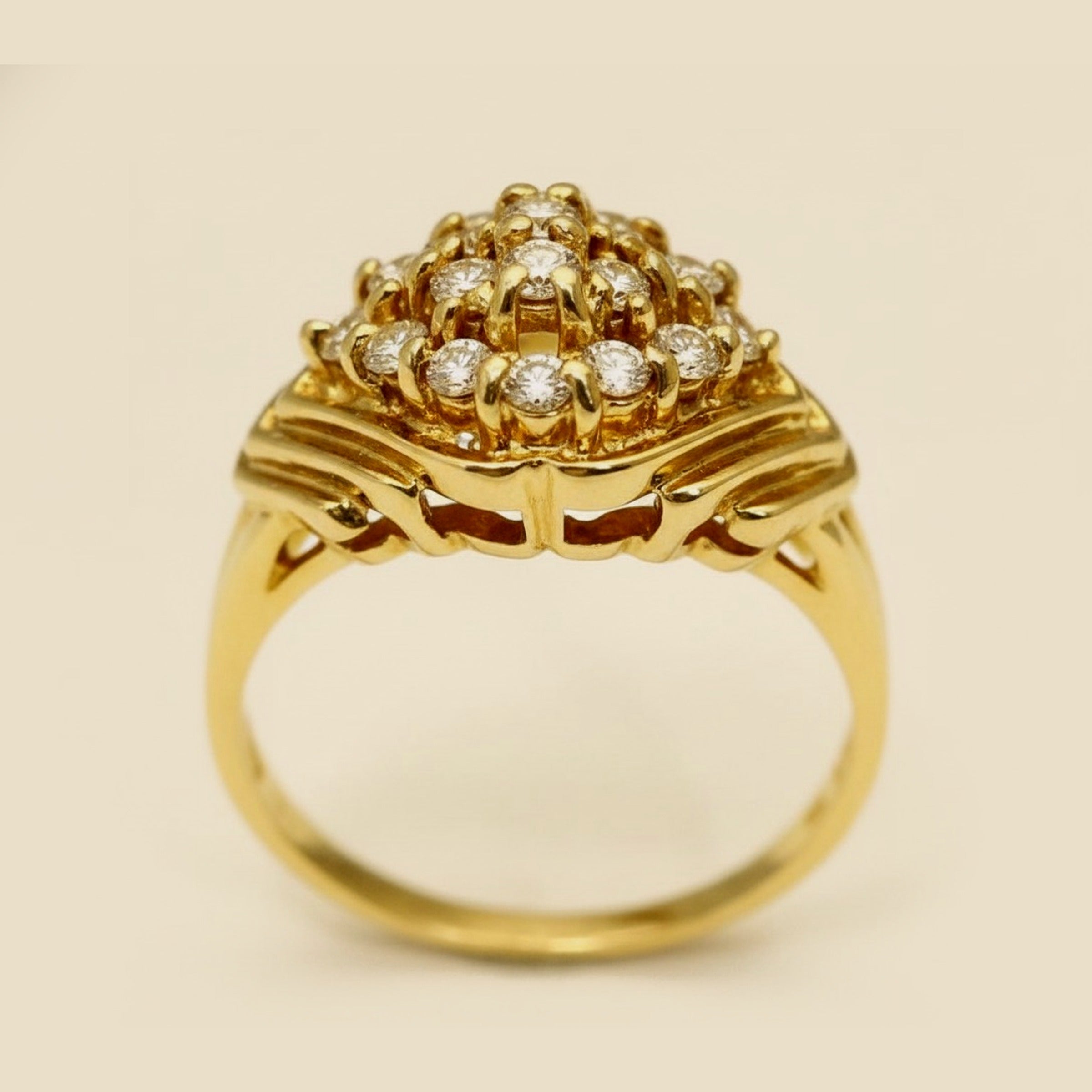 Yellow Gold Diamond Cluster Ring – Empire Diamond – view 2