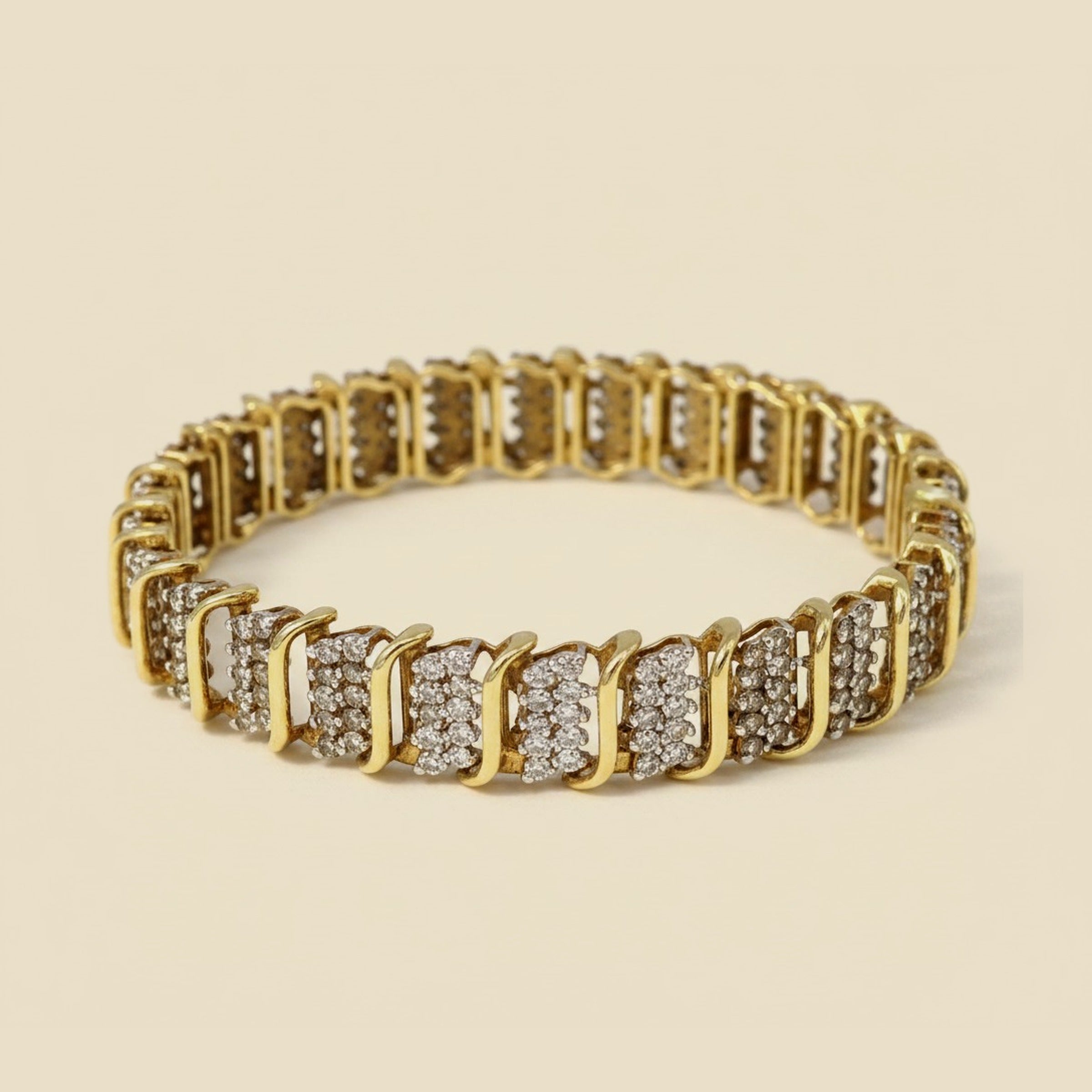 Yellow Gold Diamond Cluster & "S" Bar Link Bracelet – Empire Diamond