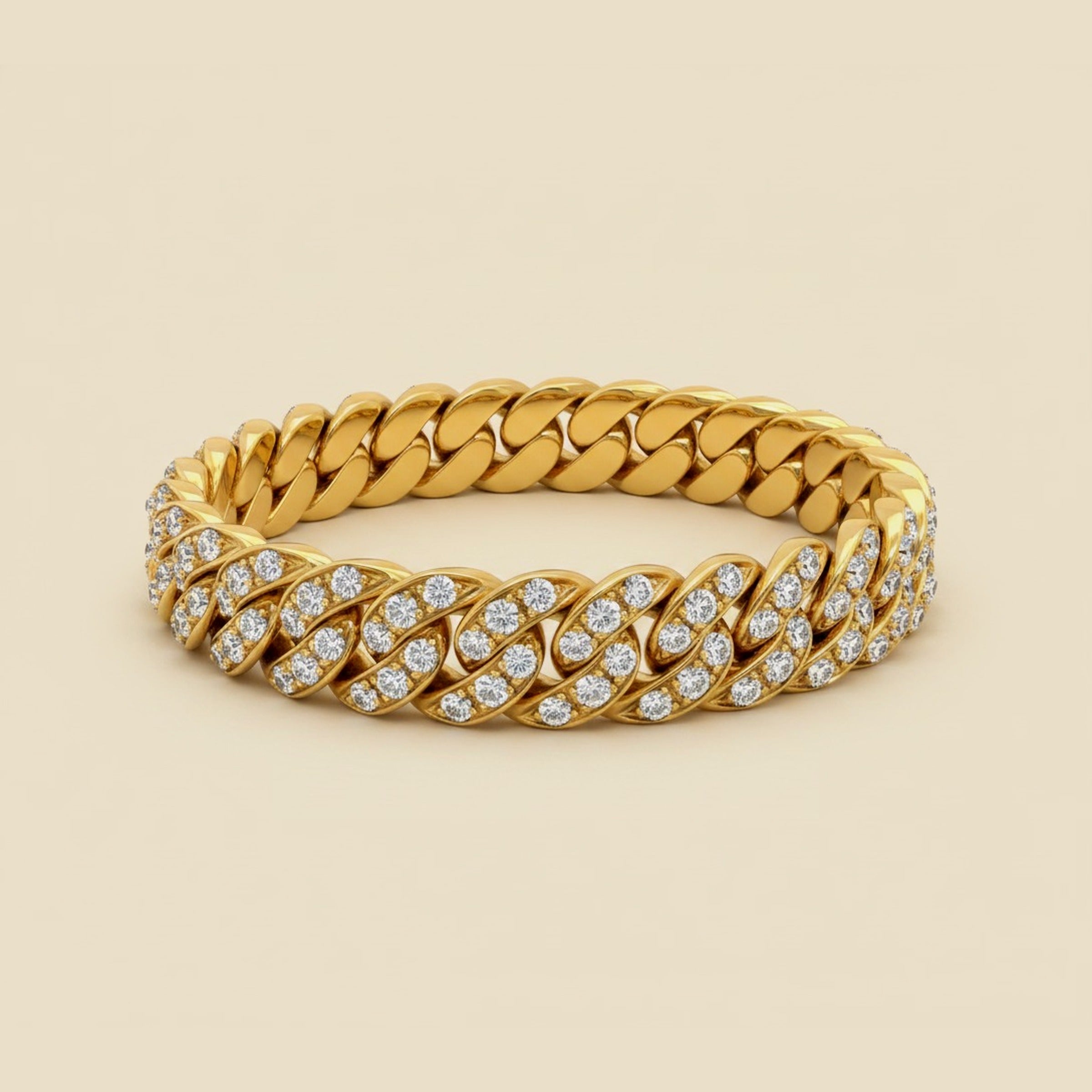 Yellow Gold Diamond Cuban Link Diamond Bracelet – Empire Diamond