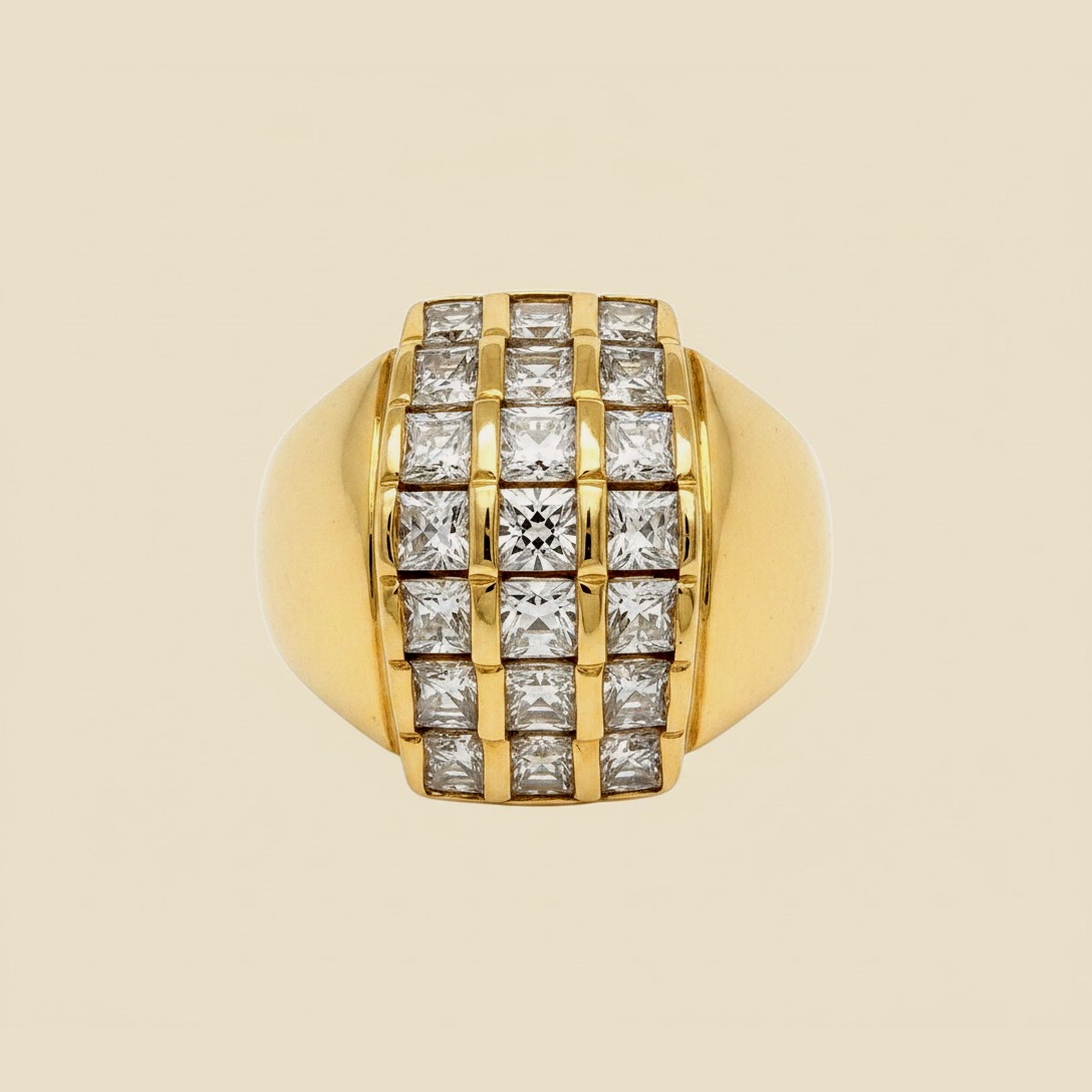 Yellow Gold Diamond Pyramid Ring
