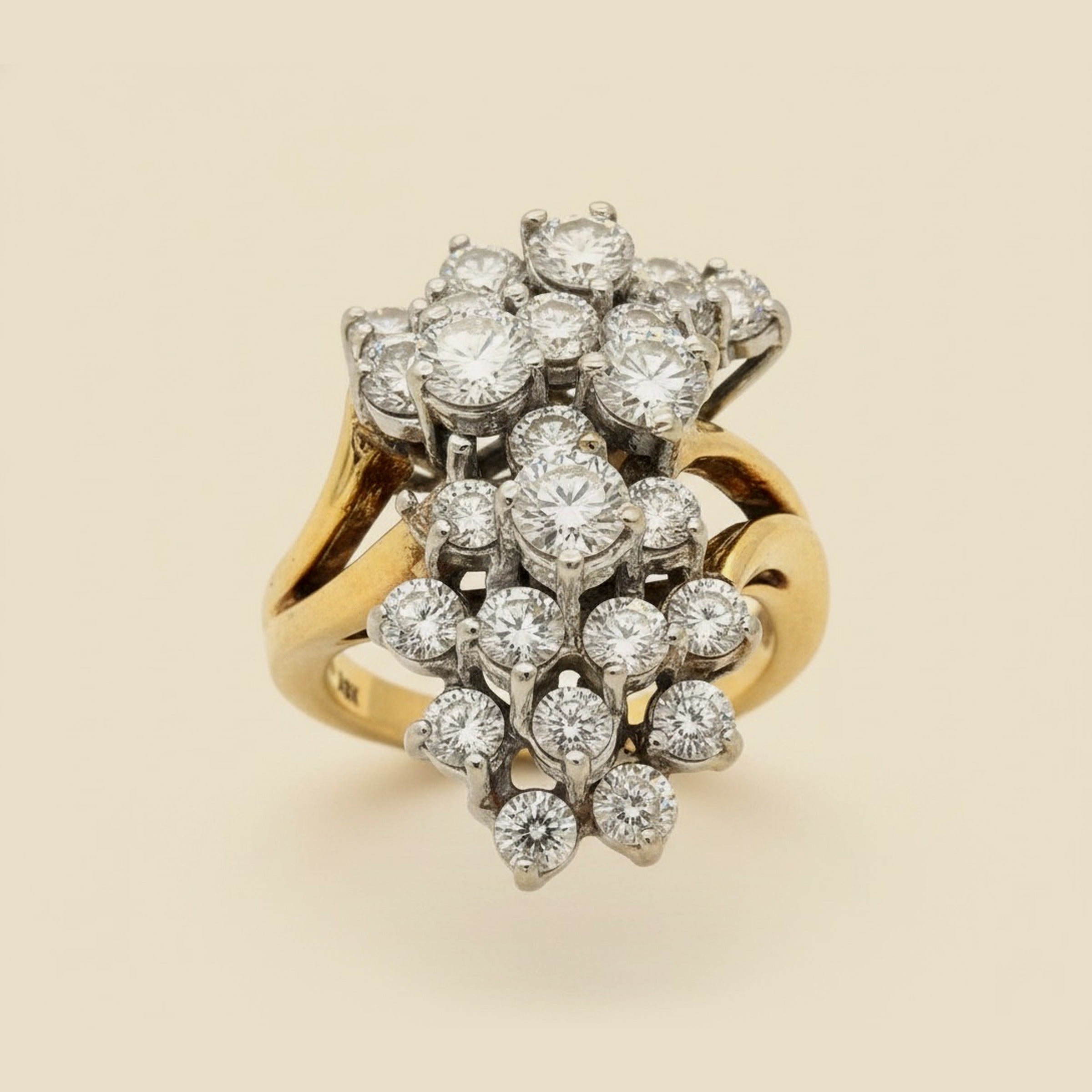 Yellow Gold Diamond Waterfall Ring