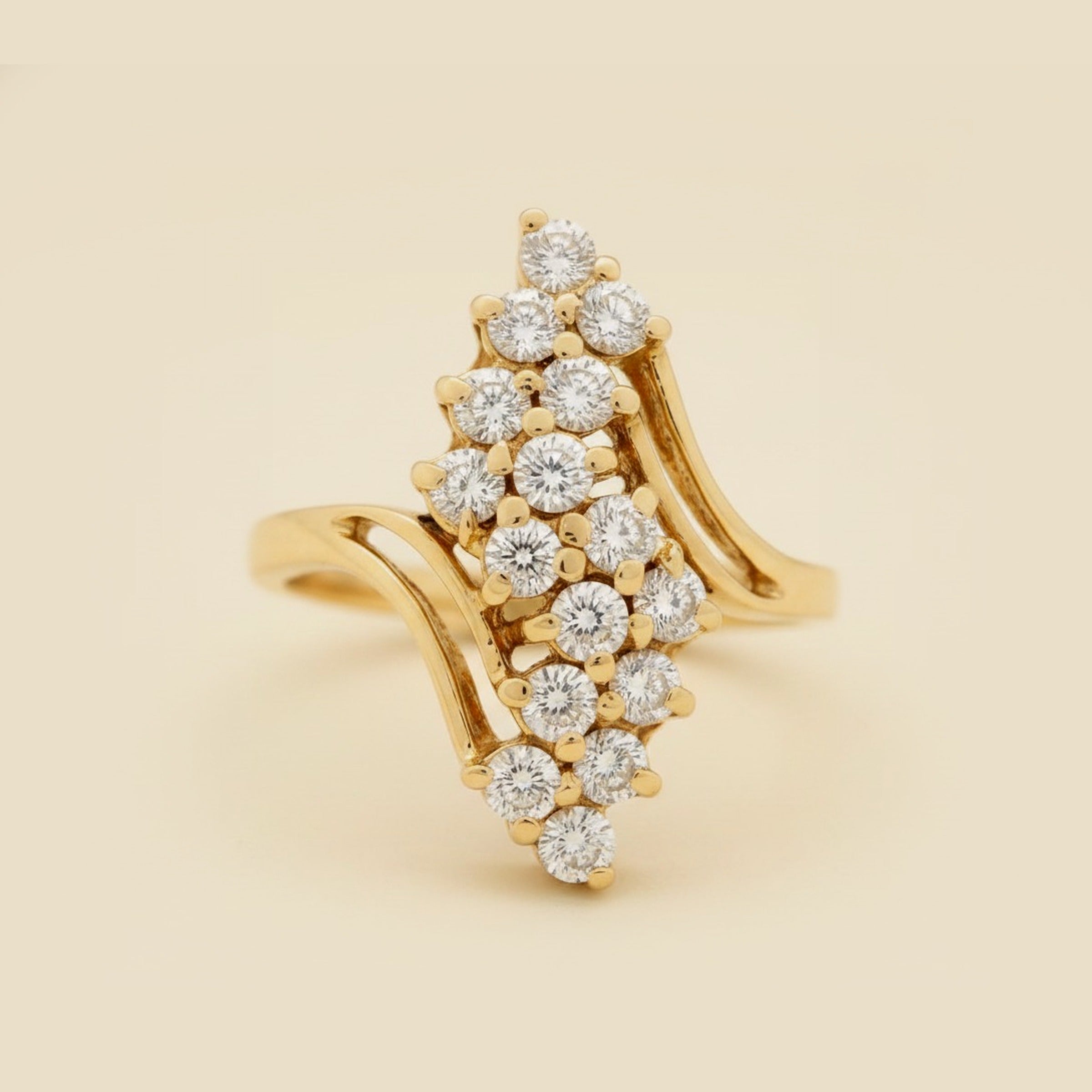Yellow Gold Diamond ZigZag Ring
