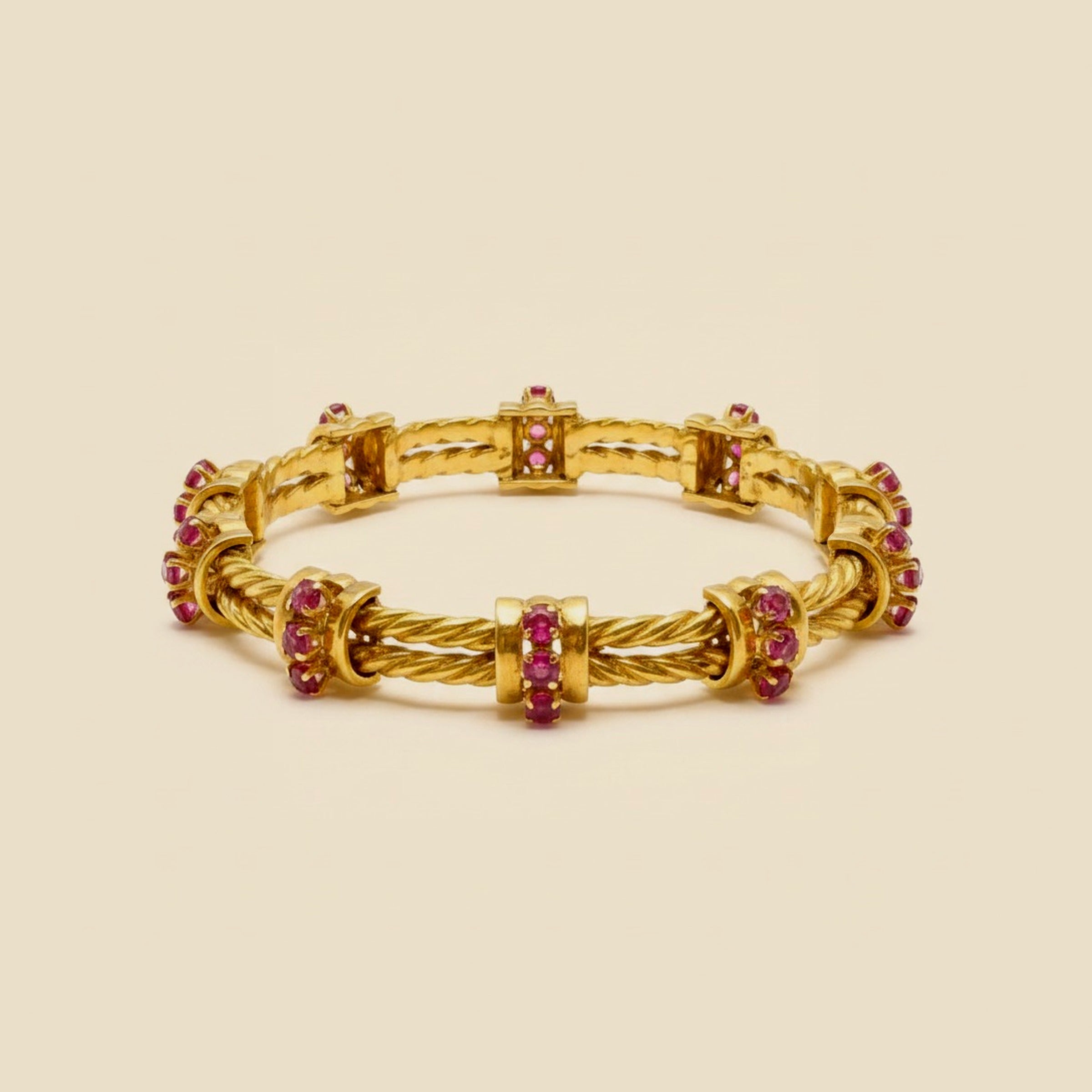 Yellow Gold Double Rope Braid & Natural Ruby Bracelet – Empire Diamond