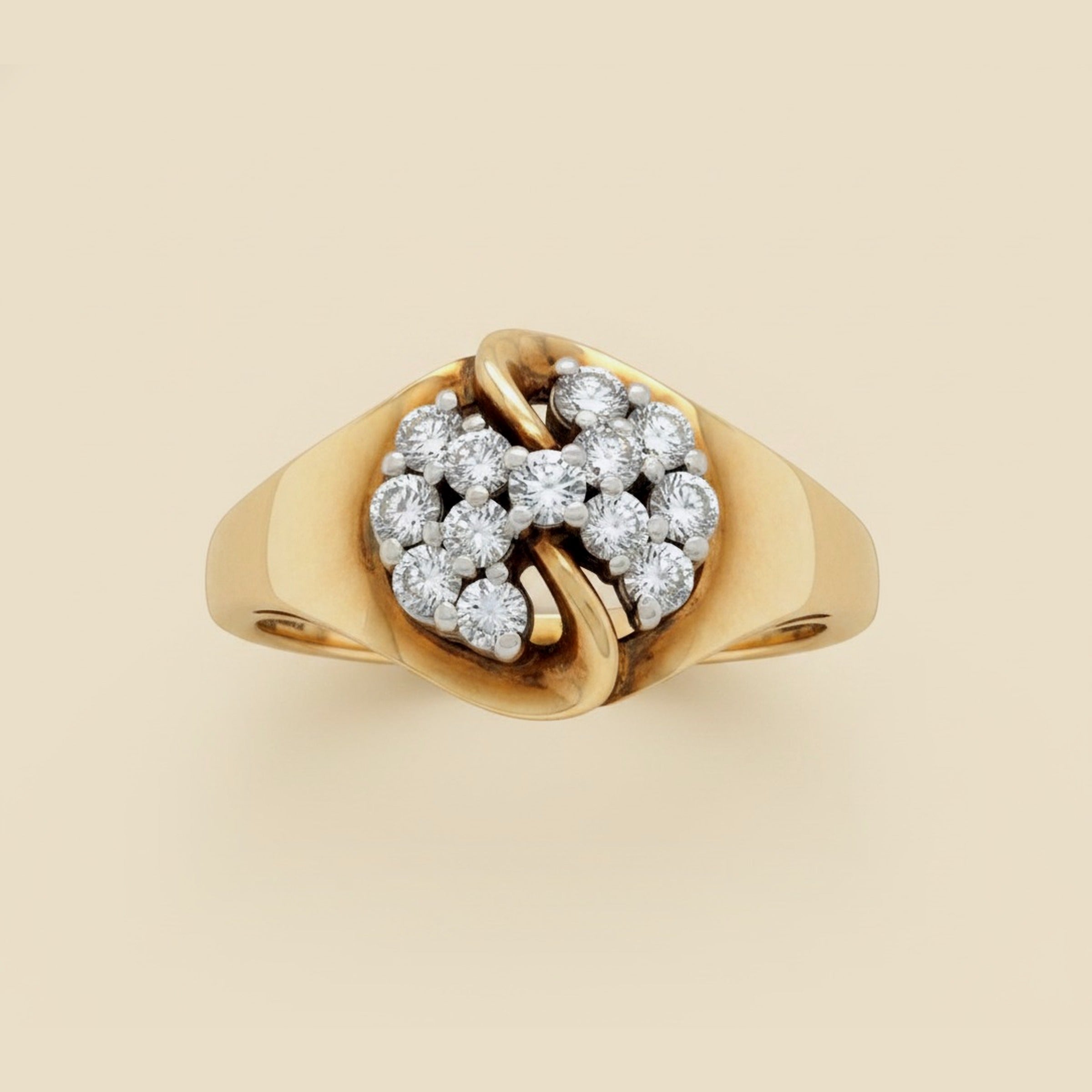 Yellow Gold Fancy Diamond Cluster Ring