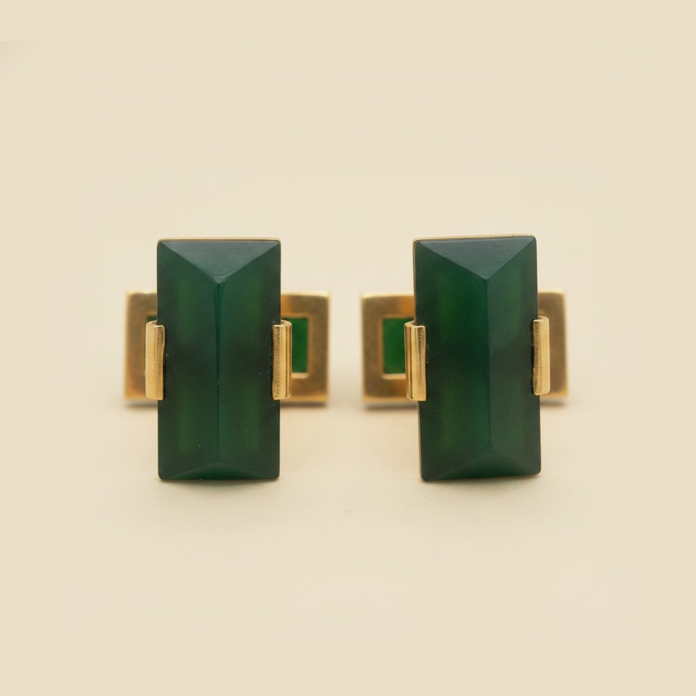 Yellow Gold French Jade Cufflinks