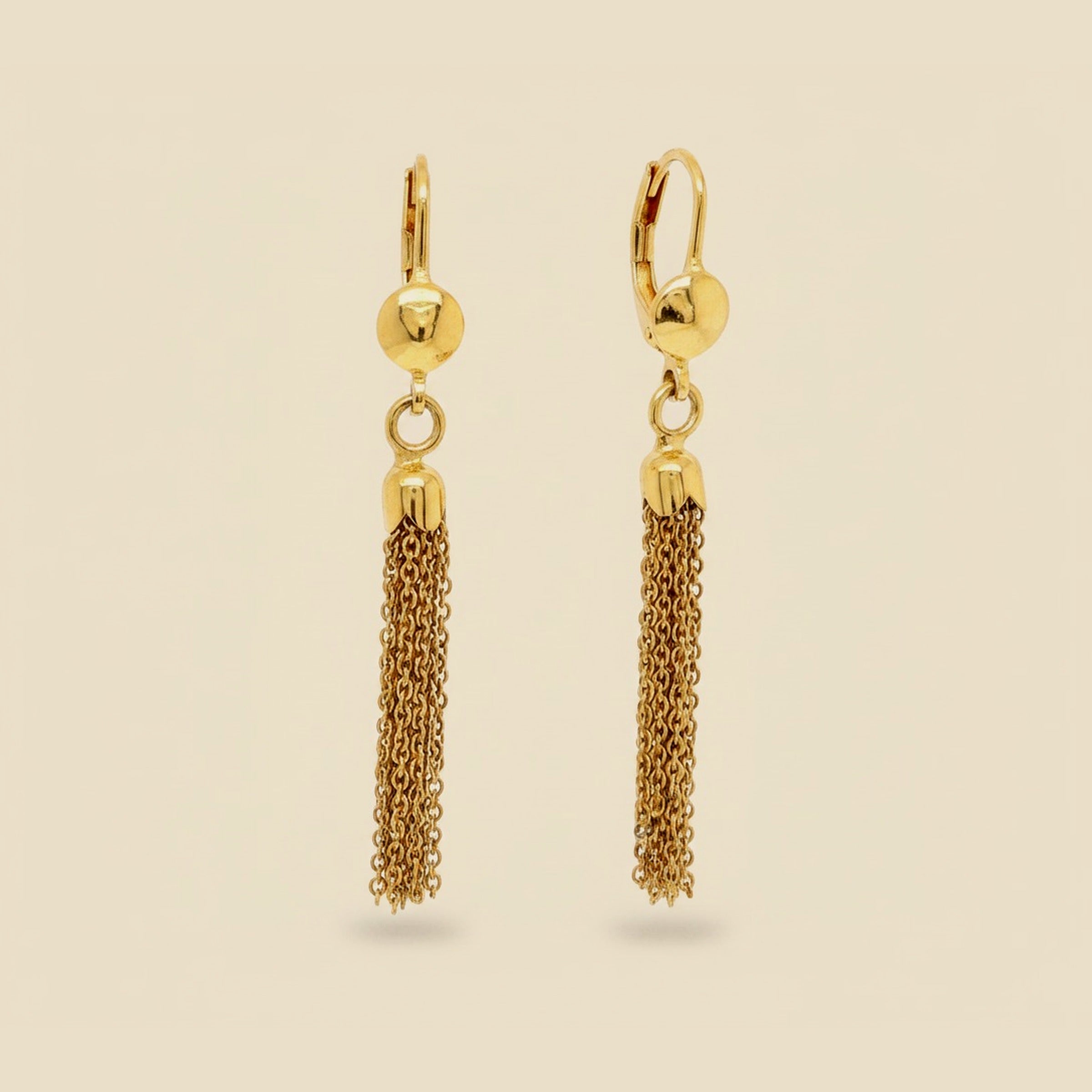 Yellow Gold Hanging Earrings with a Tassel – Empire Diamond