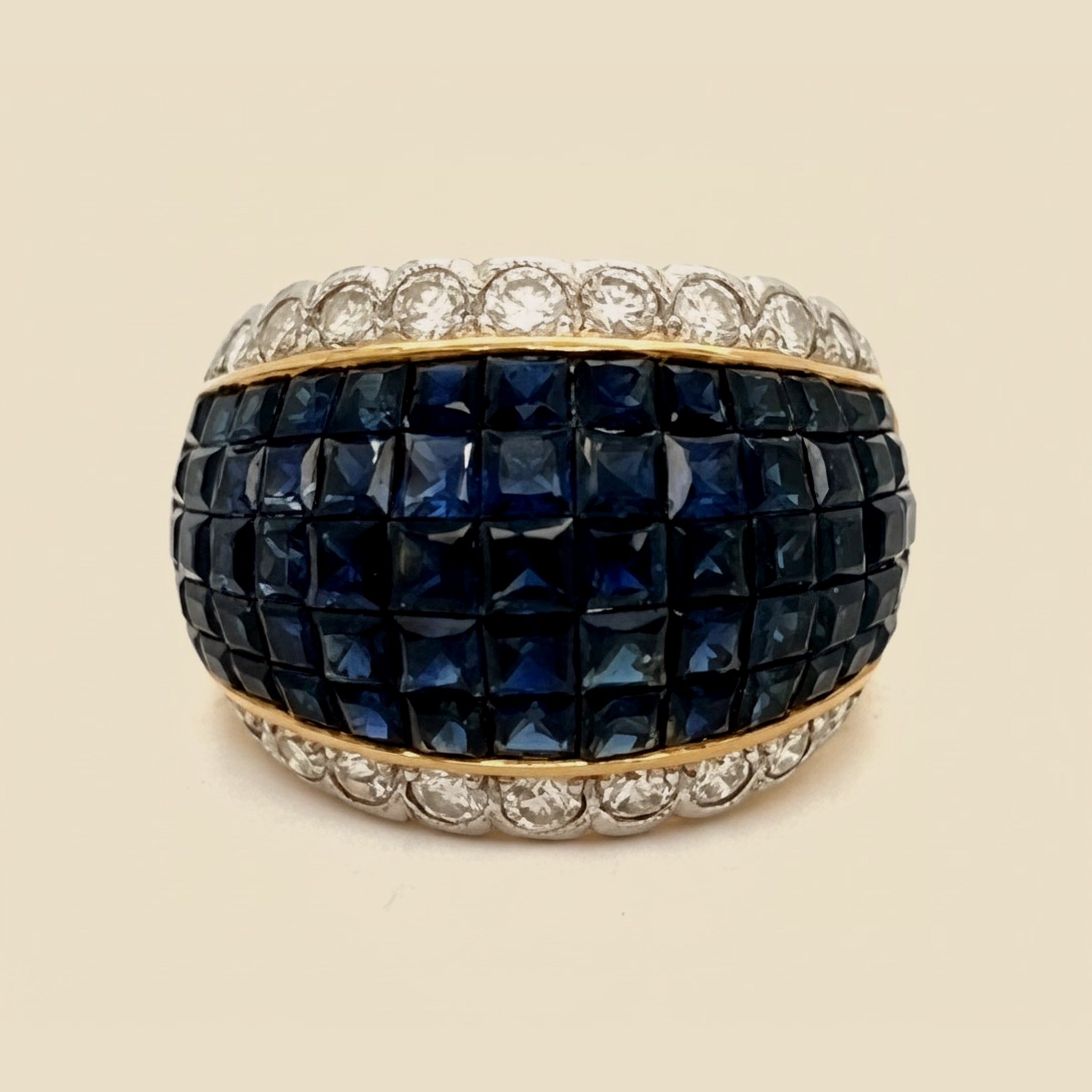 Yellow Gold Invisibly Set Sapphire & Diamond Ring – Empire Diamond – view 2