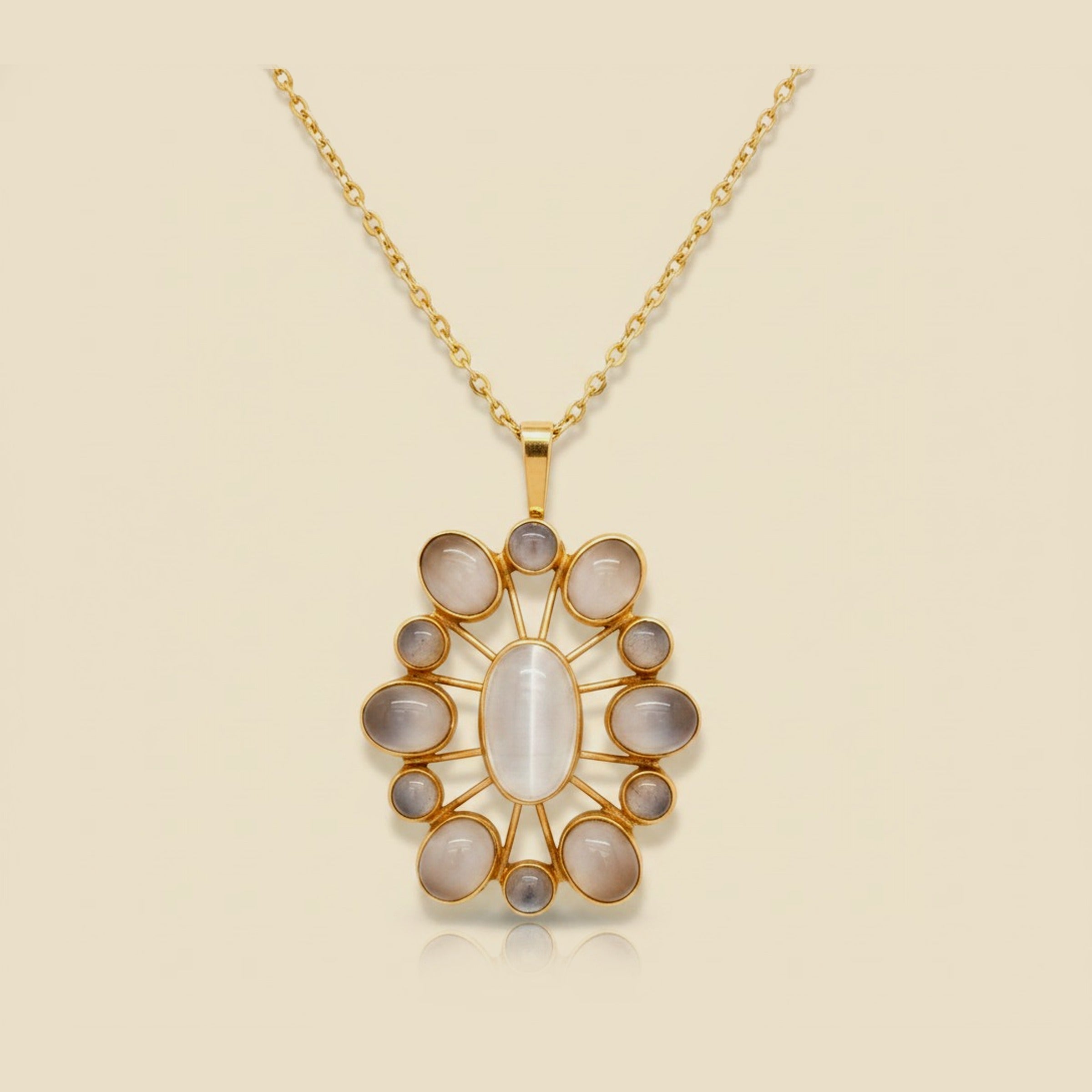 Yellow Gold Moonstone Pendant