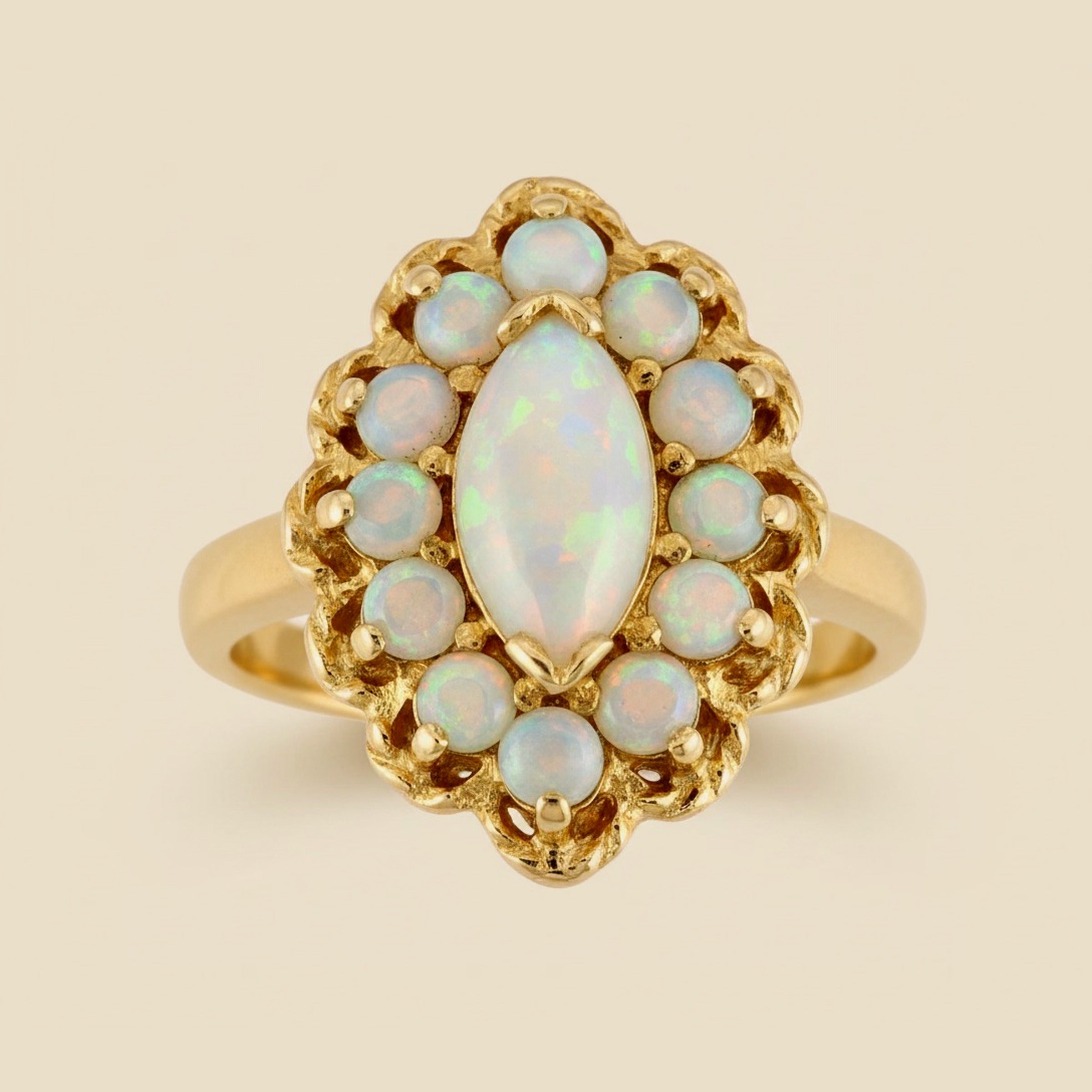 Yellow Gold Natural Opal Cocktail Ring – Empire Diamond – view 2