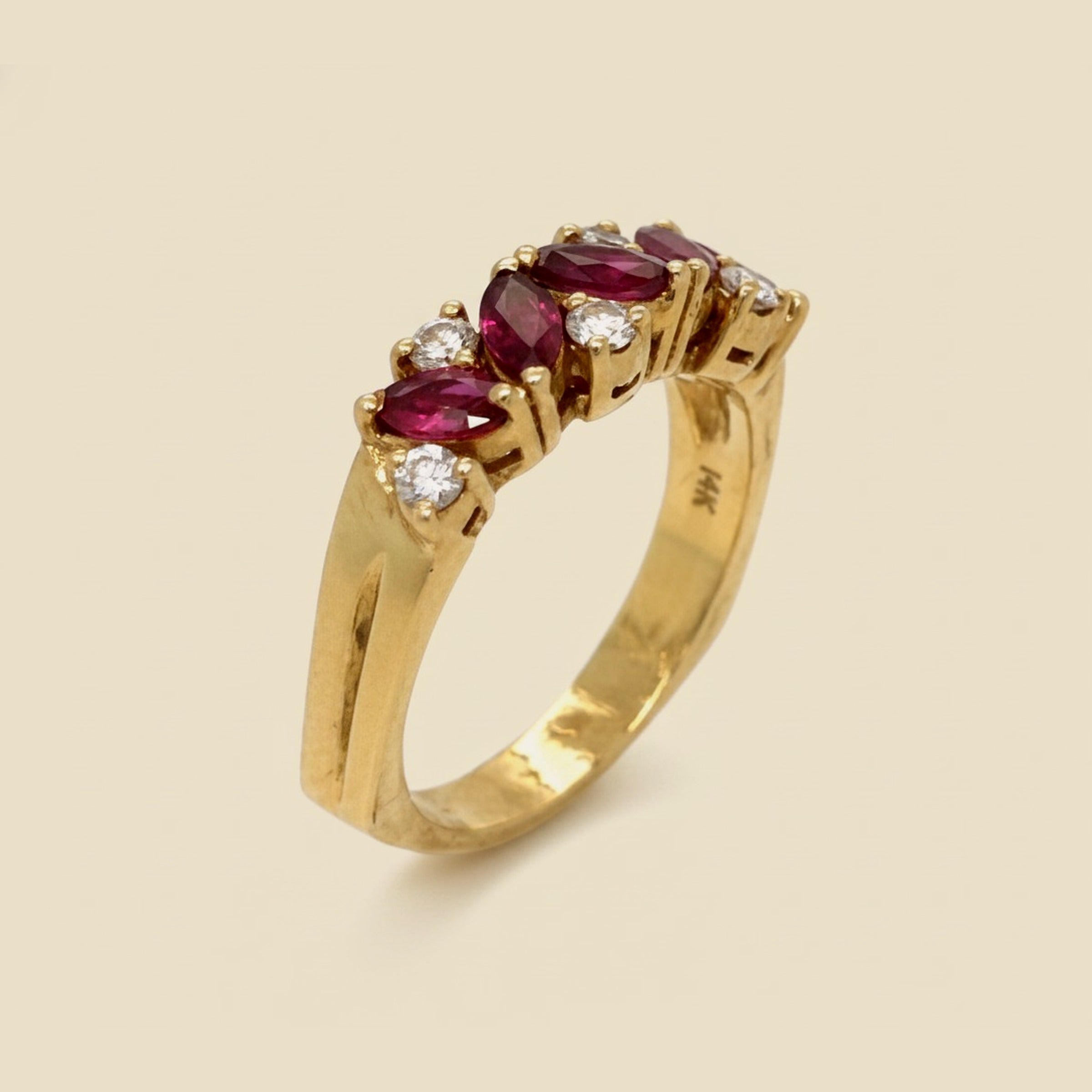 Yellow Gold Ruby & Diamond Cocktail Ring
