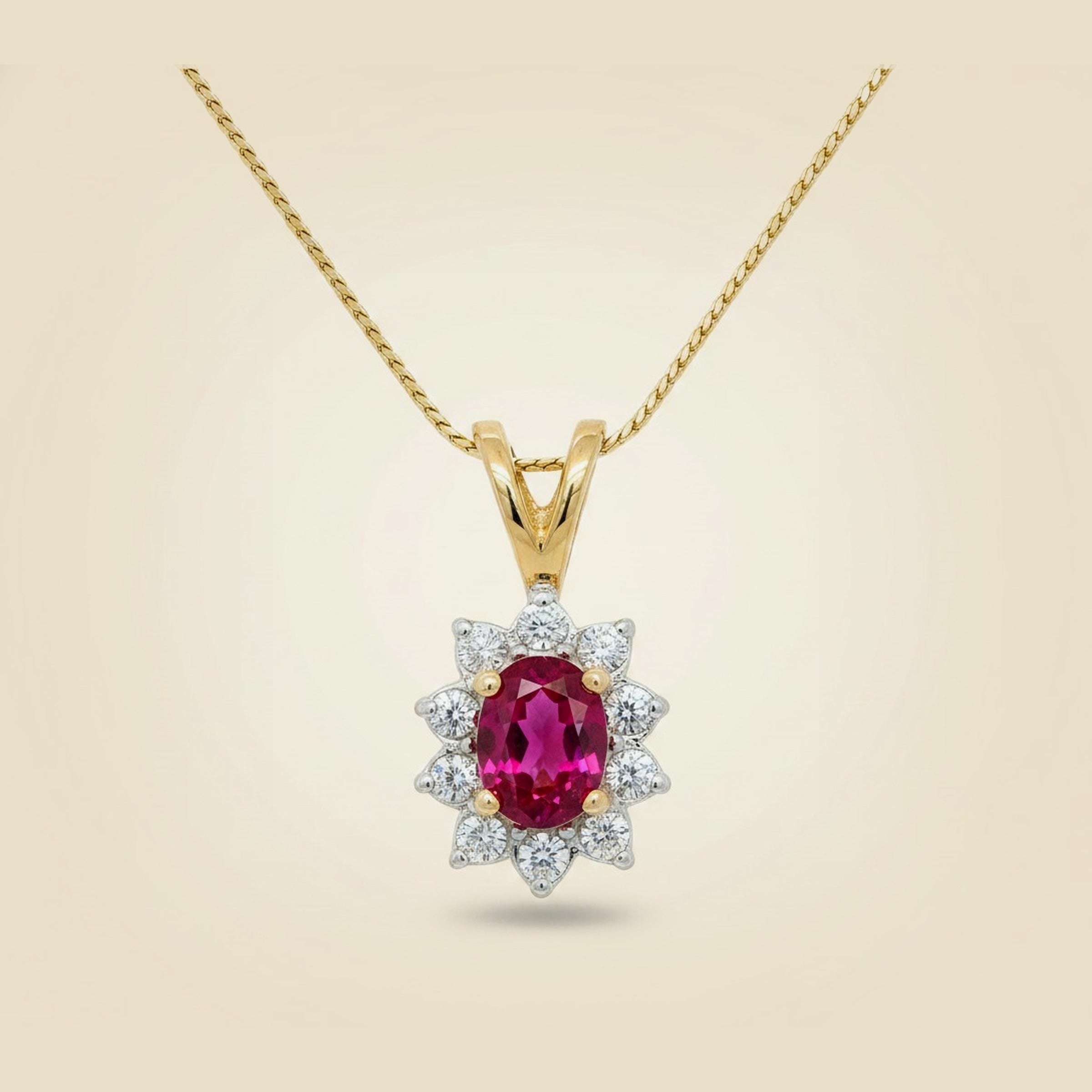Yellow Gold Ruby & Diamond Pendant