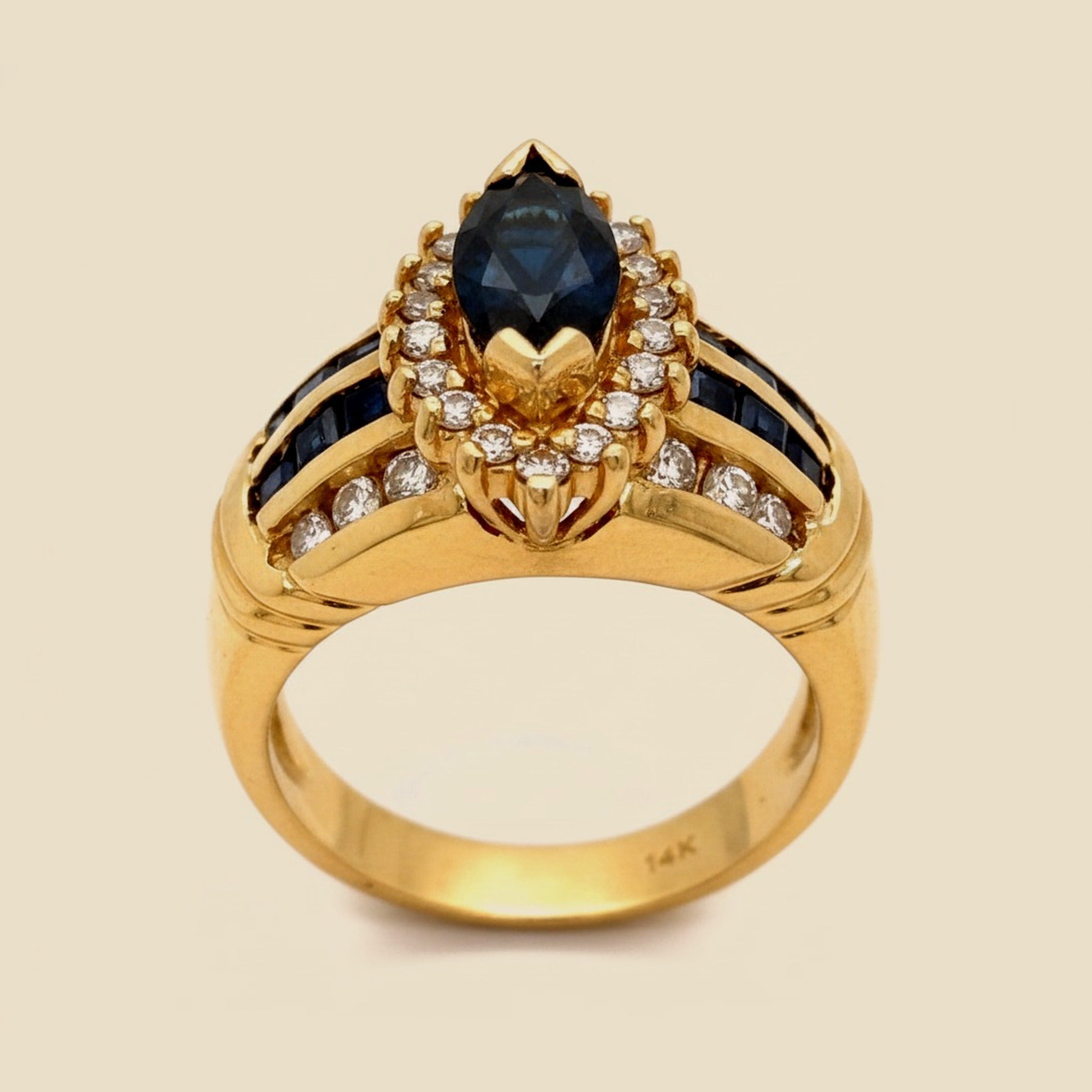 Yellow Gold Sapphire/Diamond Cocktail Ring