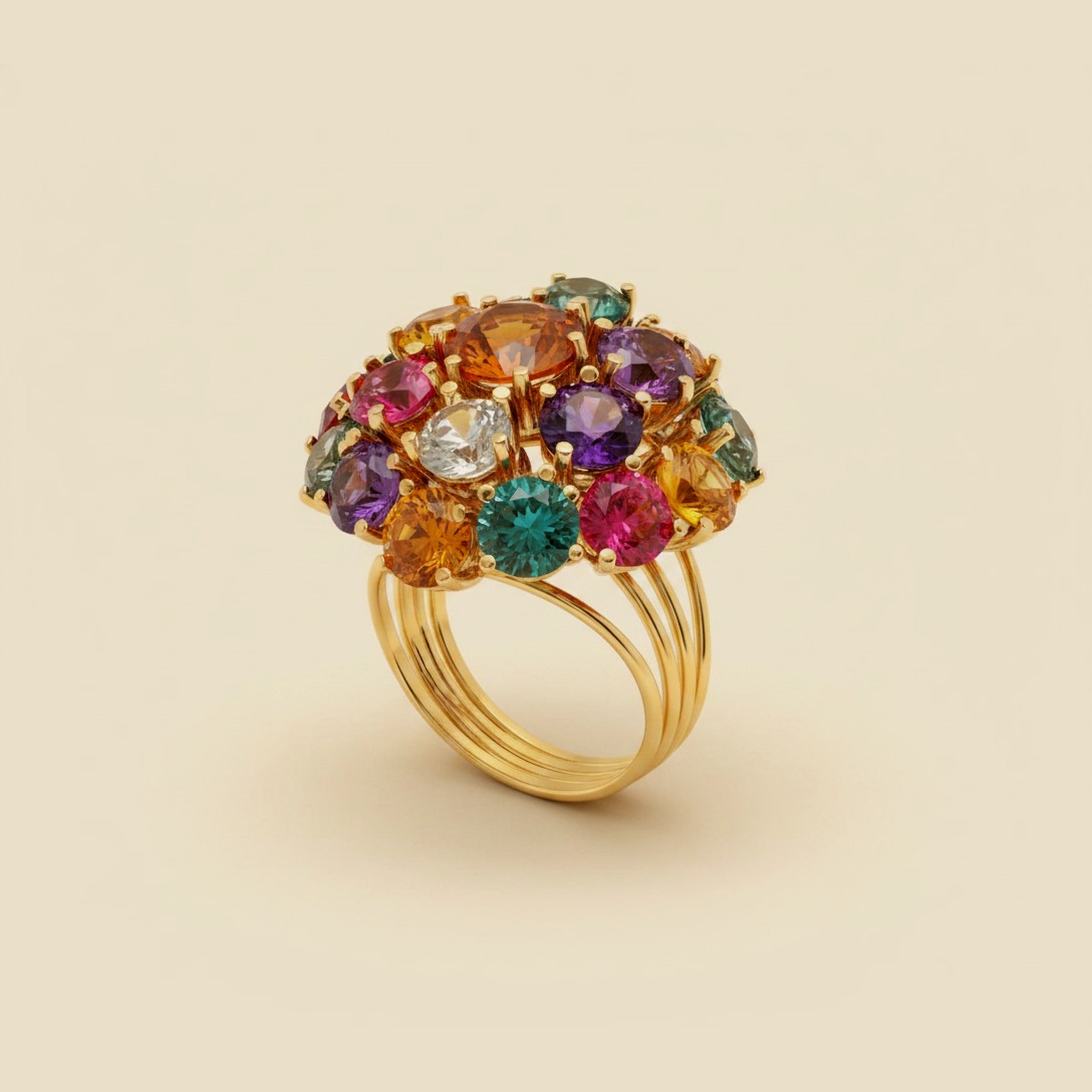 Yellow Gold Semi-Precious Multicolor Gemstone Flora Bouquet Ring – Empire Diamond