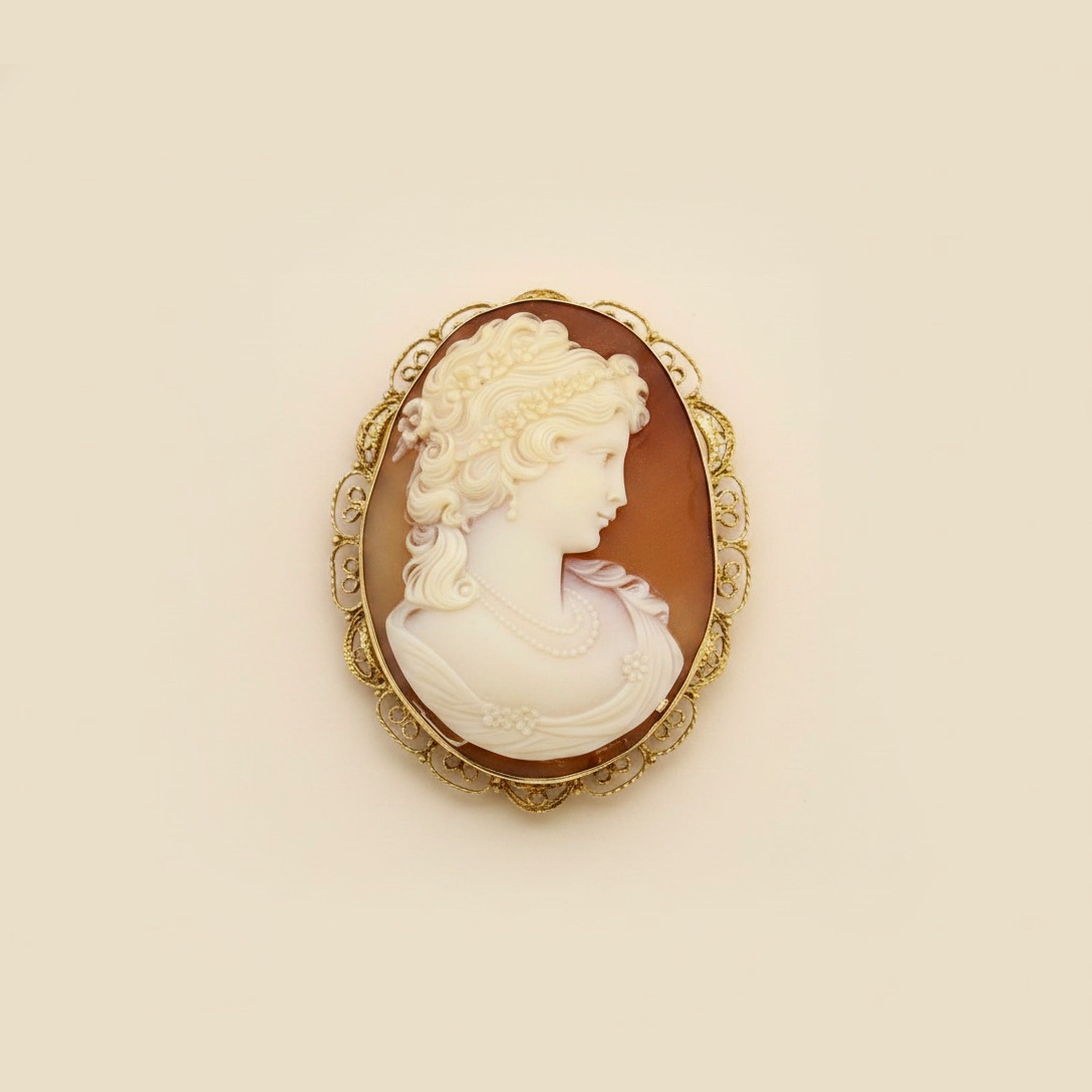 Yellow Gold Shell Cameo Pendant/Pin – Empire Diamond