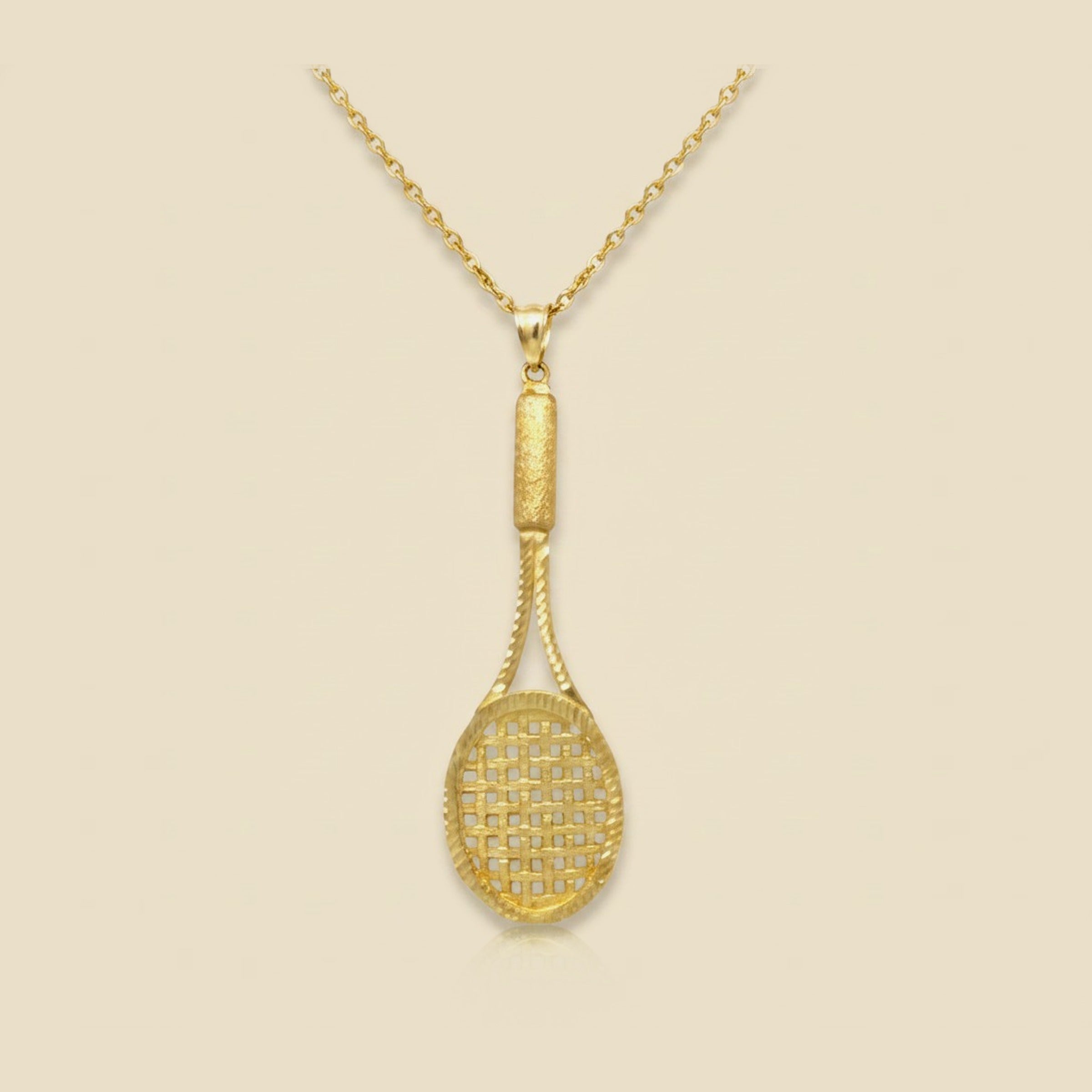 Yellow Gold Tennis Racquet Pendant