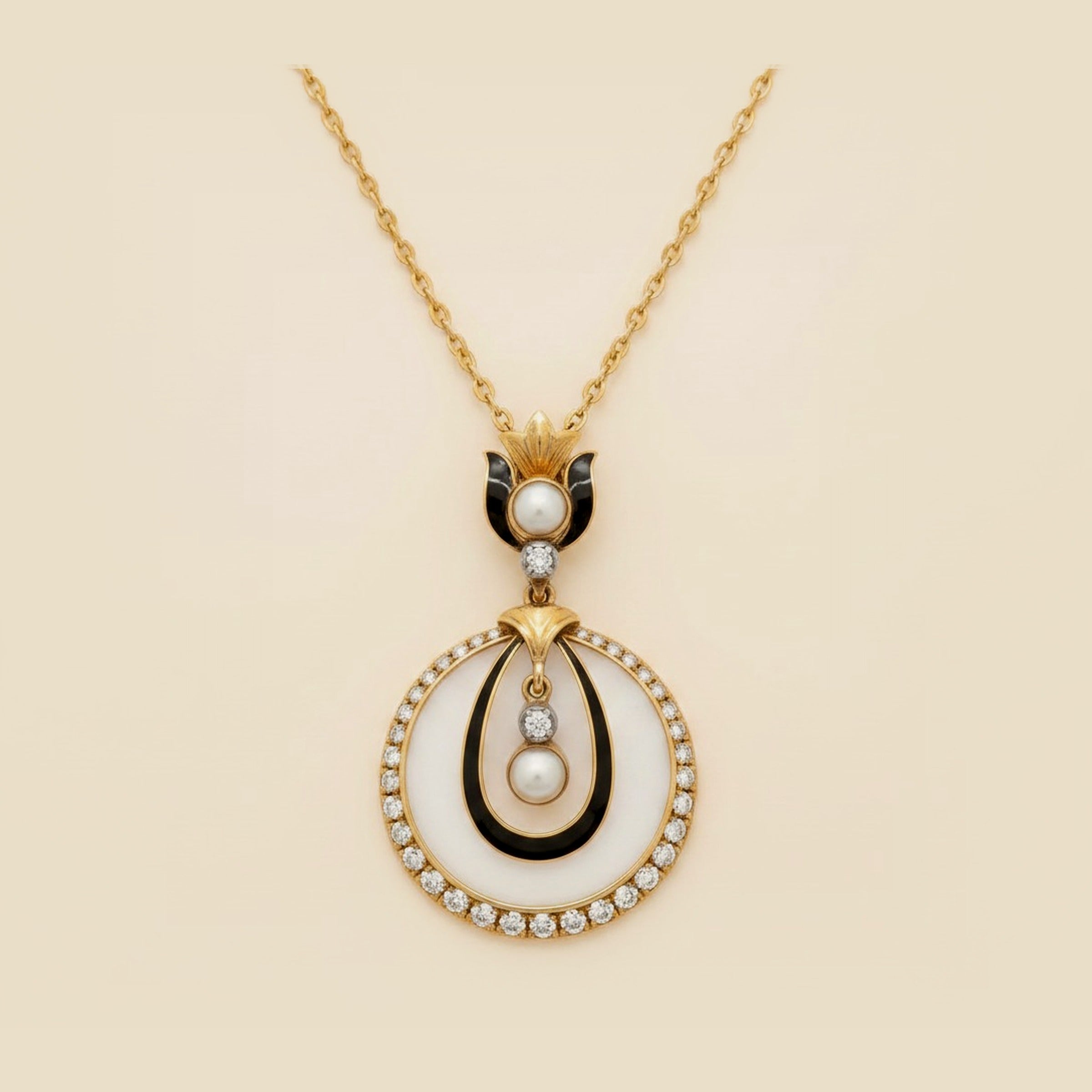 Yellow Gold Victorian Circle Pendant – Empire Diamond
