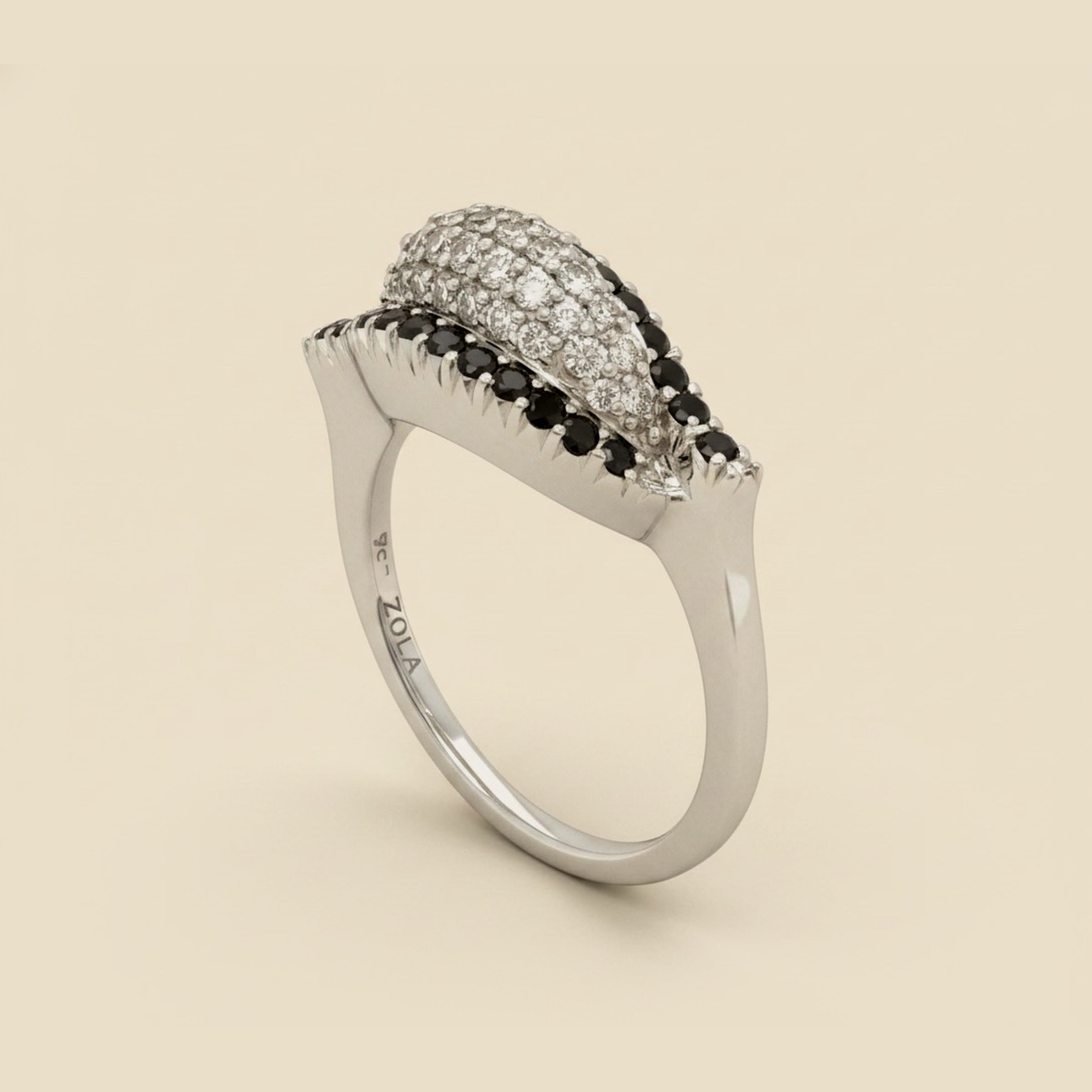 Zola 18k White Gold Black & White Diamond Cocktail Ring