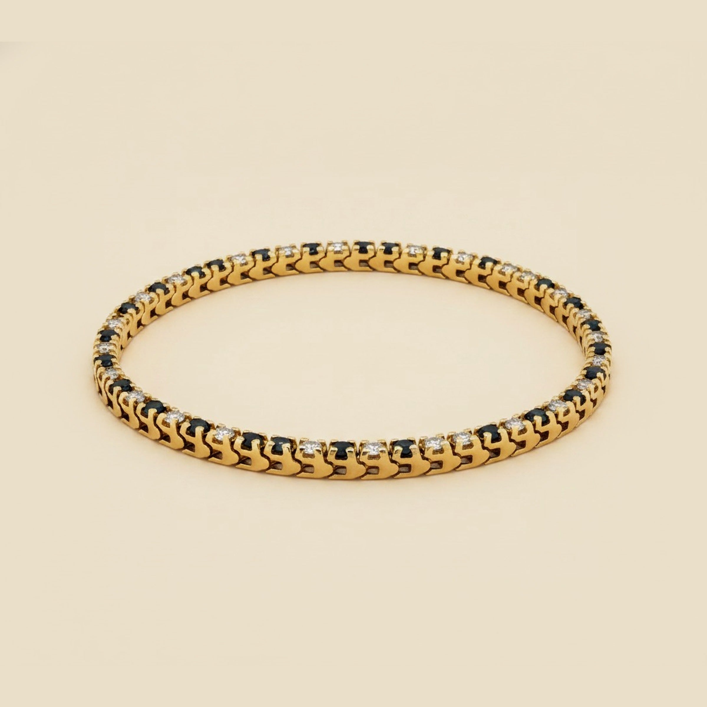 14K Alternating Sapphire & Diamond Bracelet