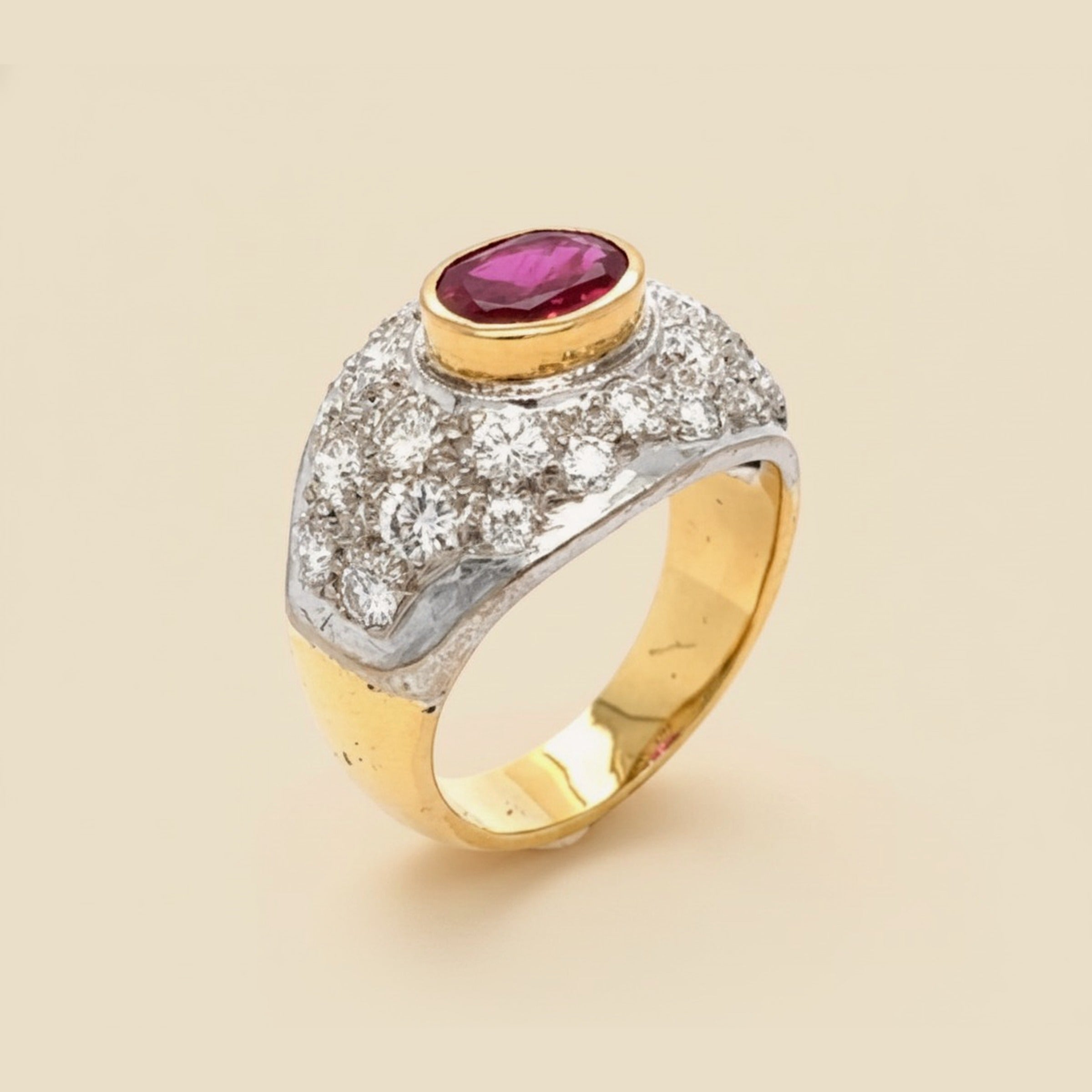18K Gold Ruby & Diamond Cocktail Ring