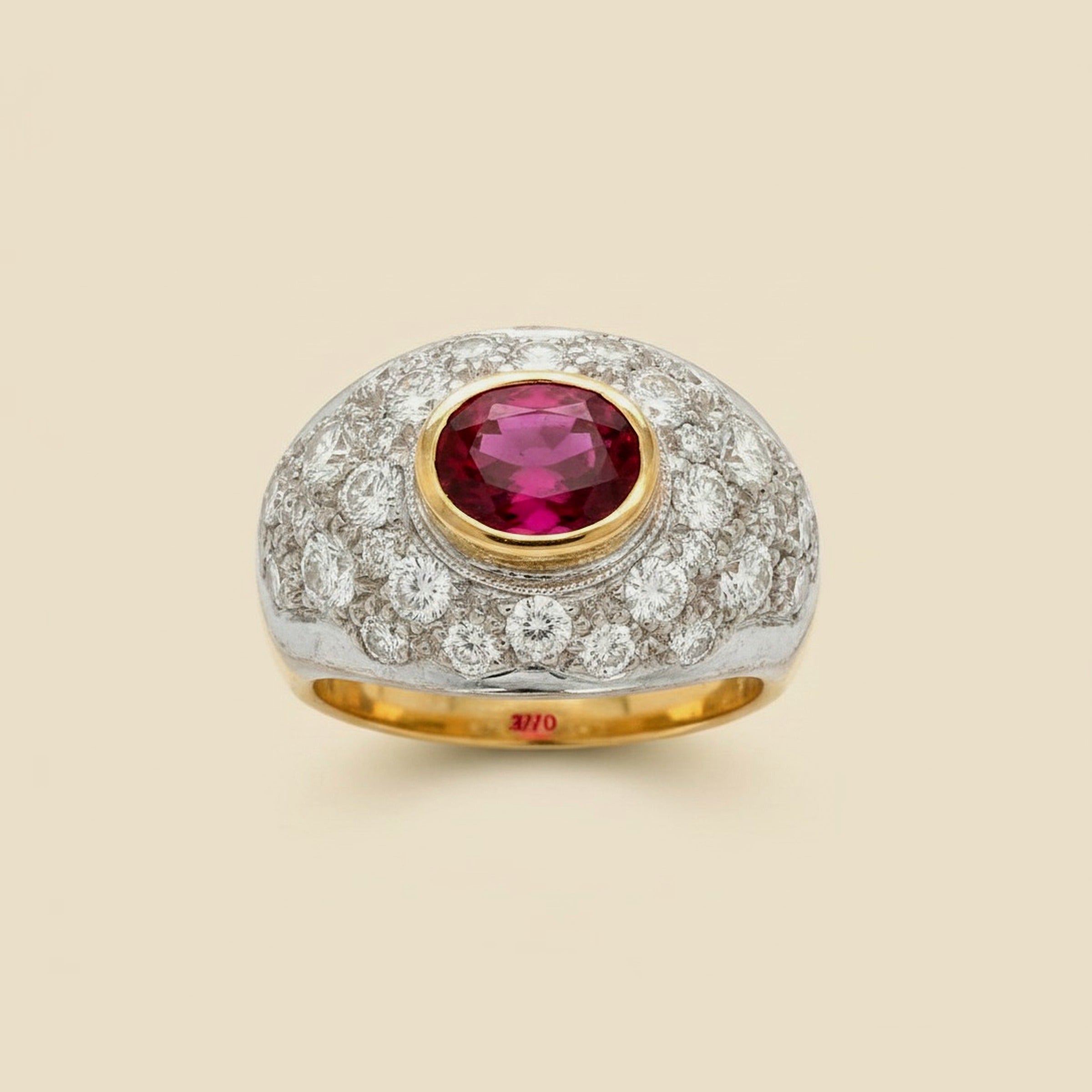 18K Gold Ruby & Diamond Cocktail Ring