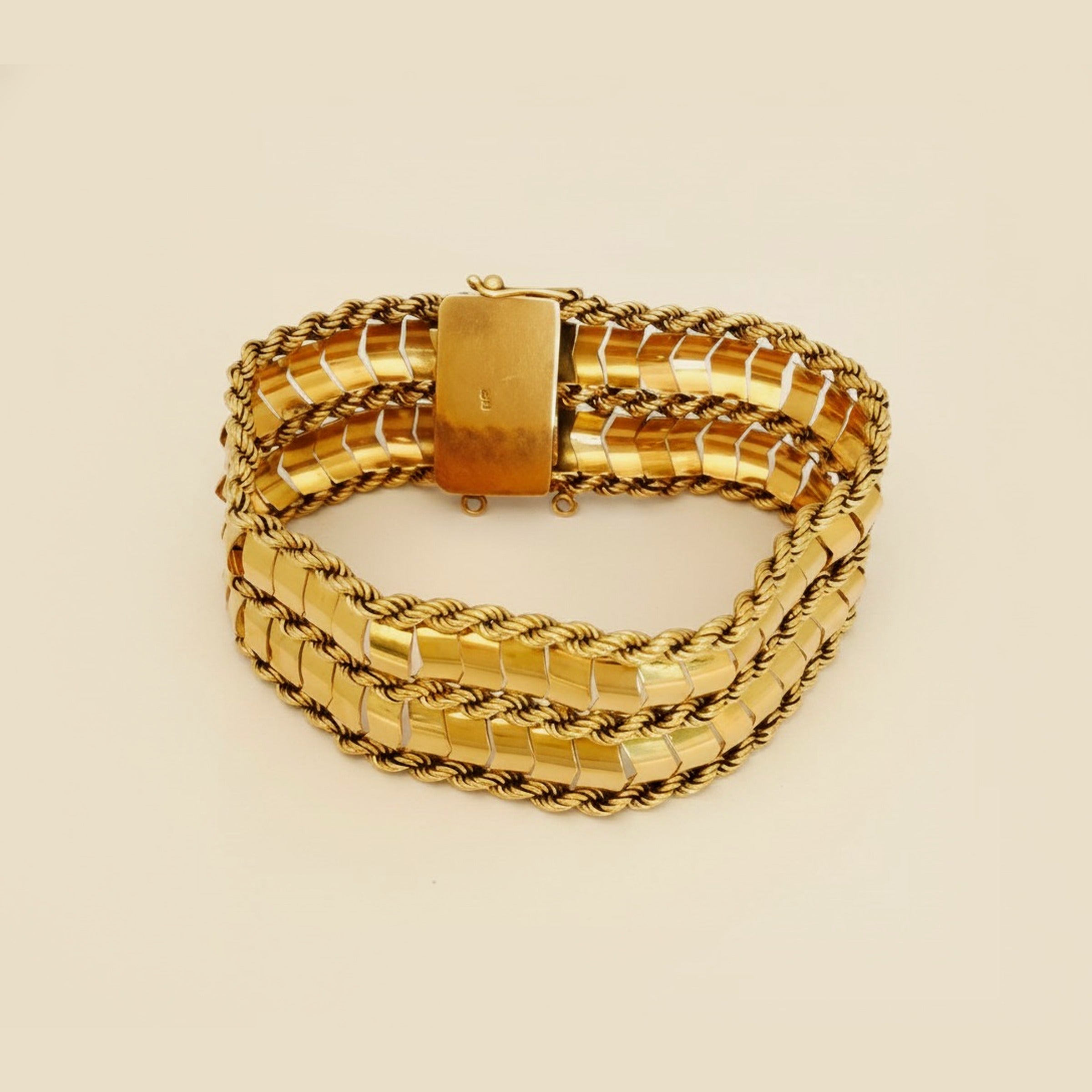 18K Rose Gold Chevron and Rope Design Bracelet