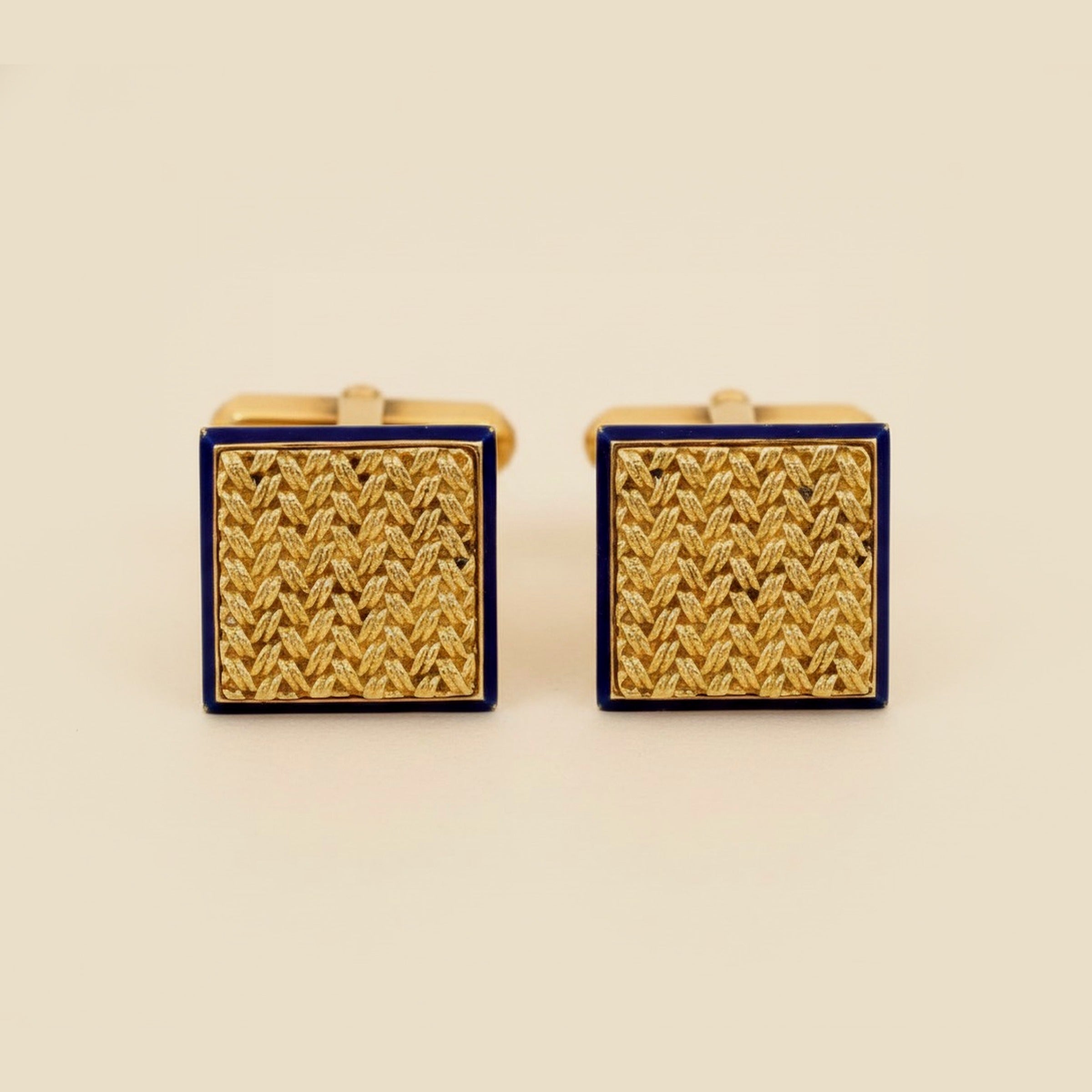 18k Yellow Gold Enamel Cufflinks