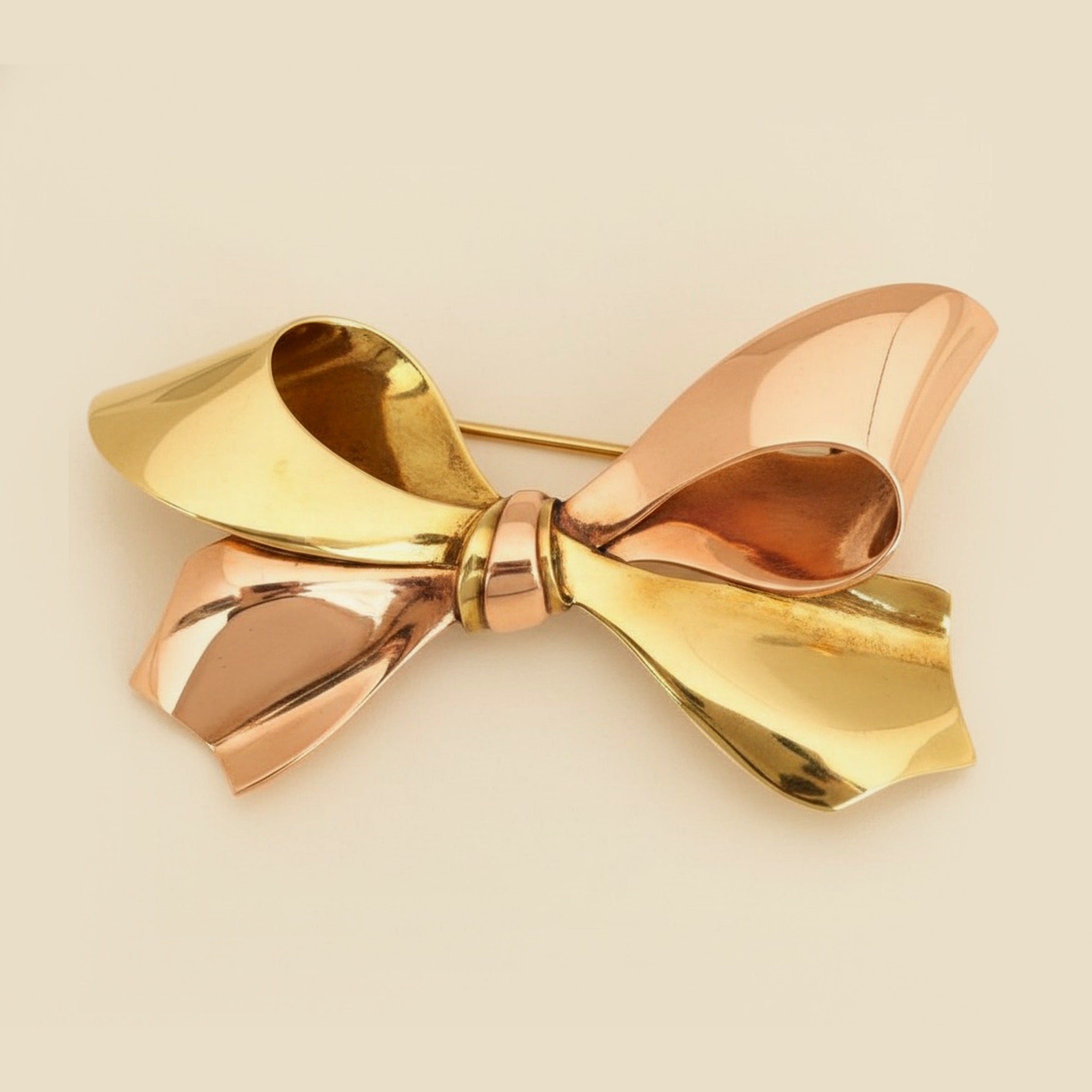 1940's Rose & Yellow Gold Ribbon Pin – Empire Diamond