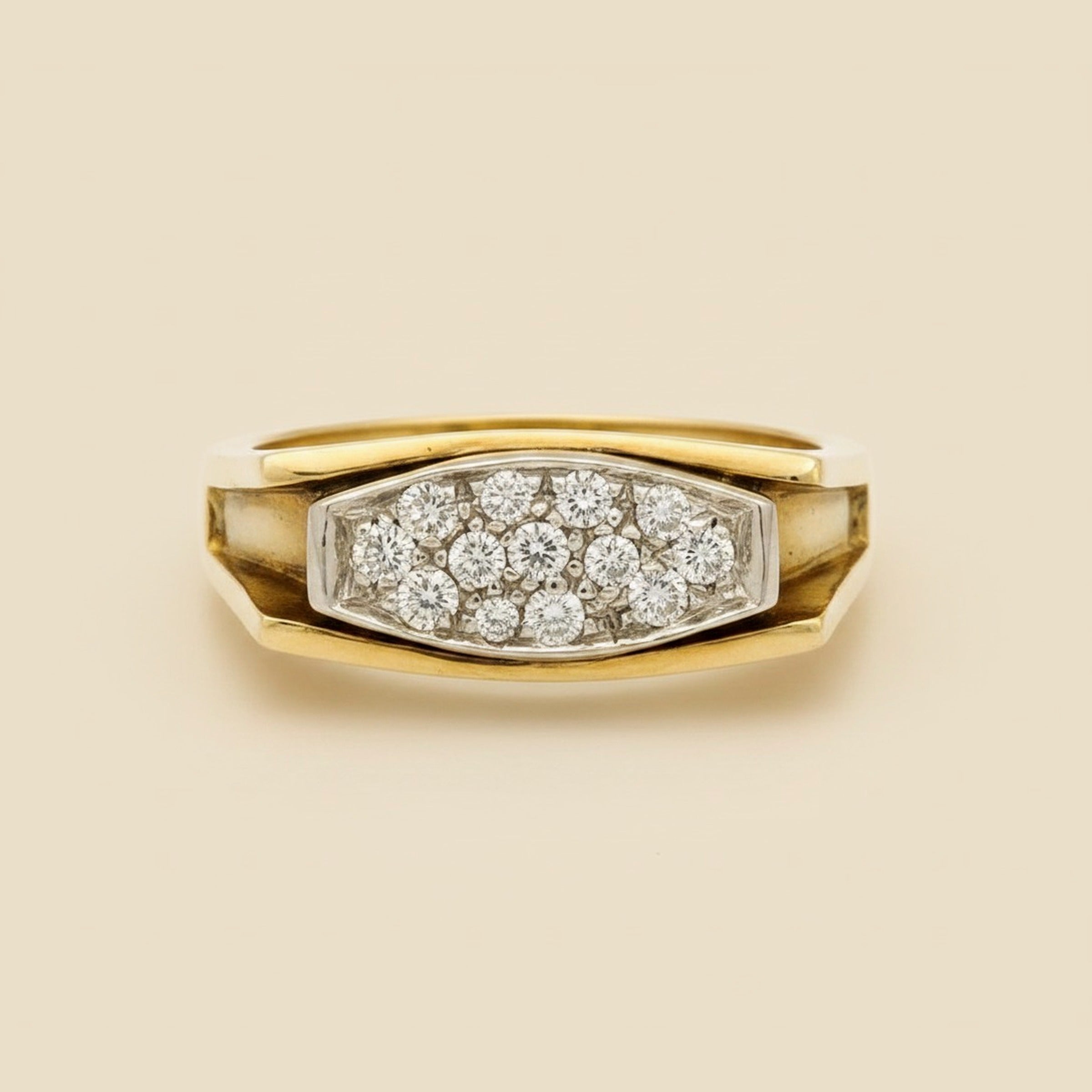 1960's 2 Tone Diamond Cluster Ring – Empire Diamond – view 2