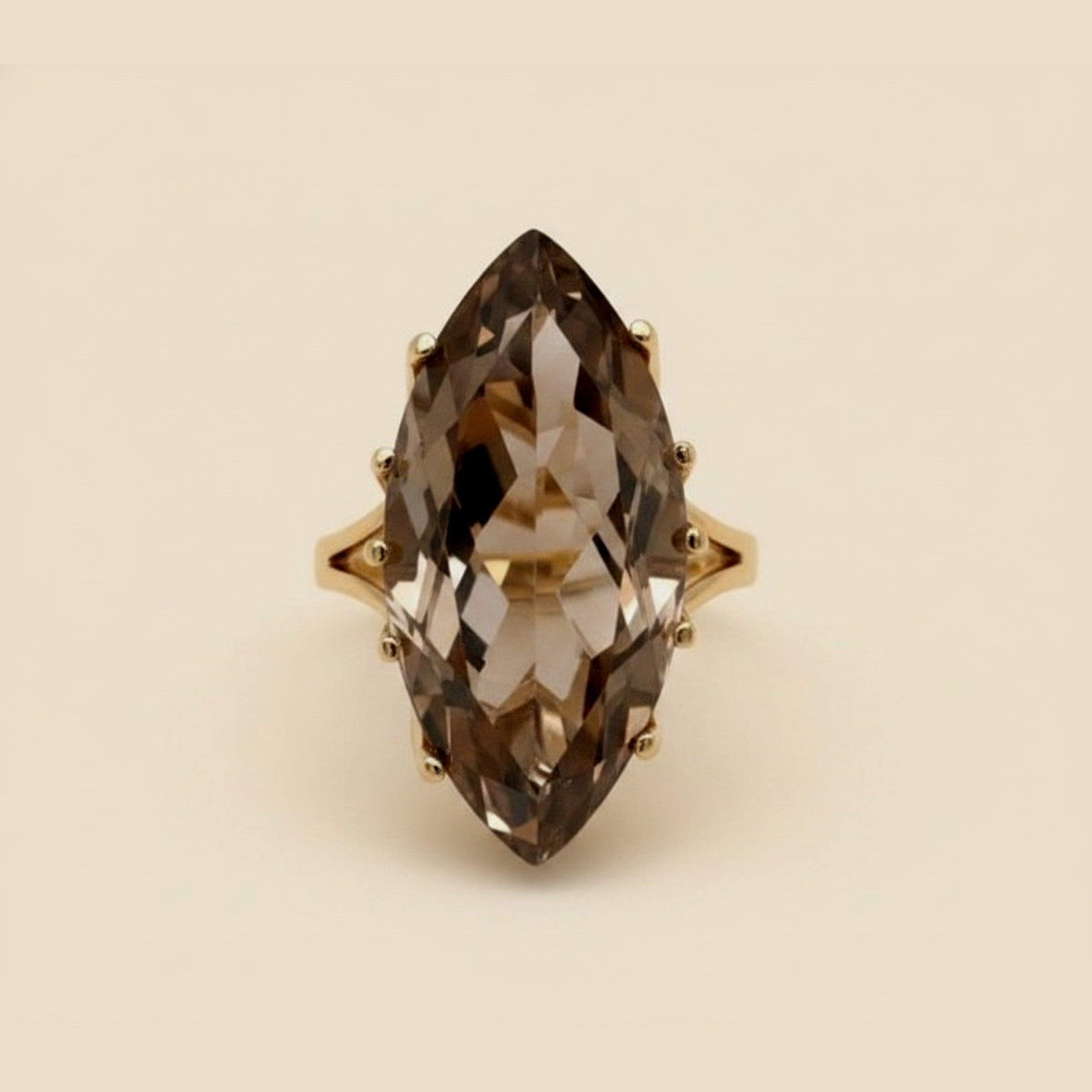 1960's Chic Golden Quartz Cocktail Ring – Empire Diamond – view 2