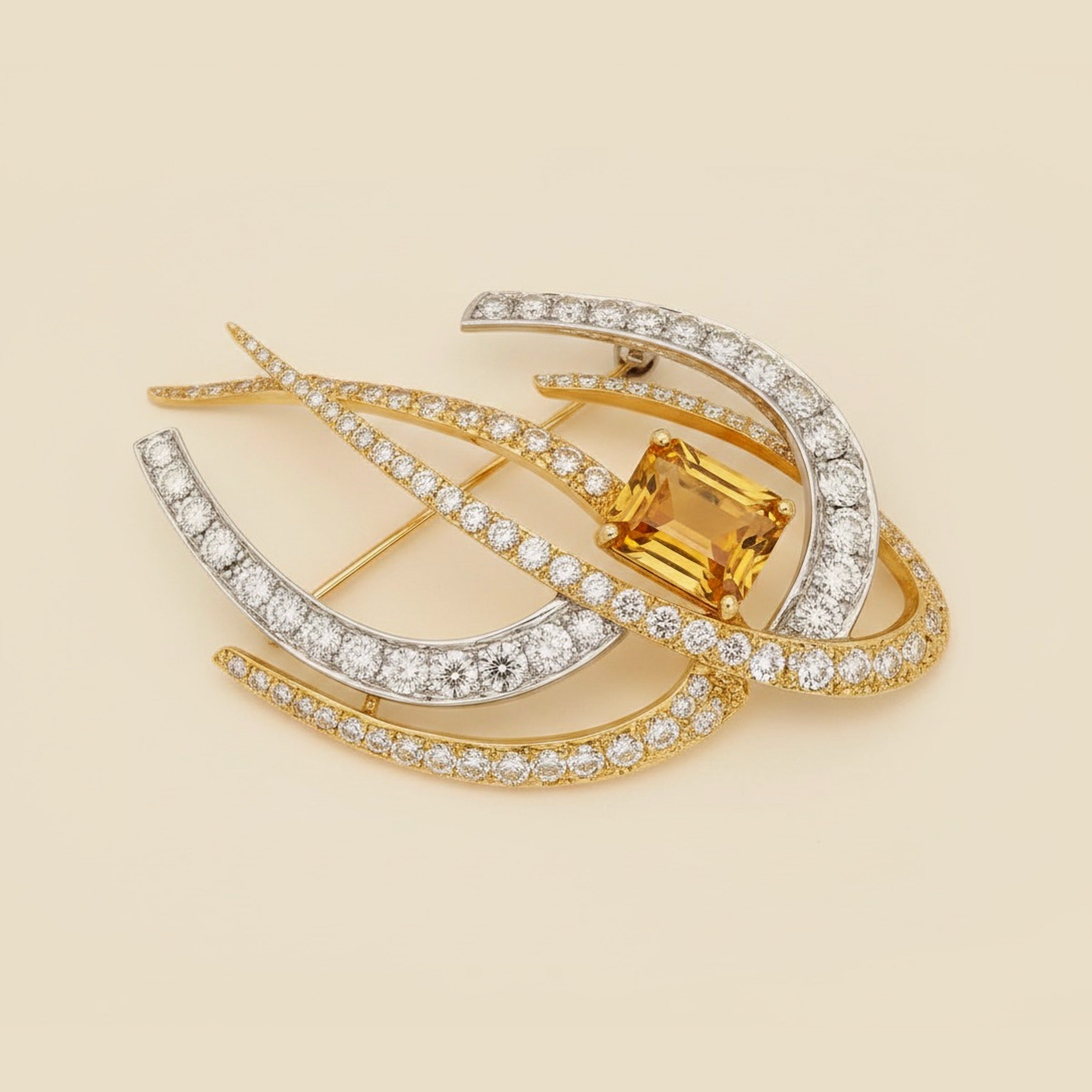 2-Tone Citrine & Diamond Spray Pin – Empire Diamond