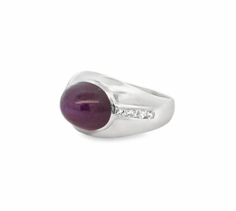 Platinum Cabochon Star Ruby & Diamond Cocktail Ring – Empire Diamond