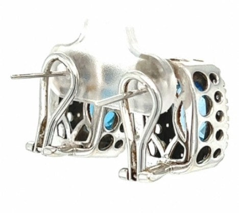 White Gold Blue Topaz and Diamond Earrings – Empire Diamond – view 2
