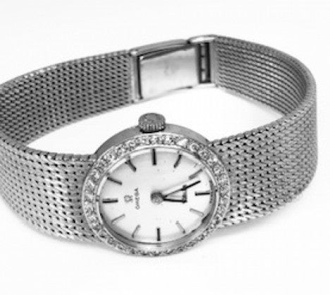 White Gold Omega Lady's Wrist Watch with Diamond Bezel – Empire Diamond – view 3