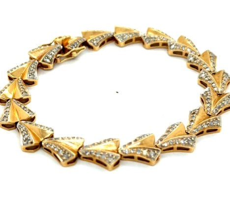 Yellow Gold Diamond Chevron Link Bracelet – Empire Diamond – view 2