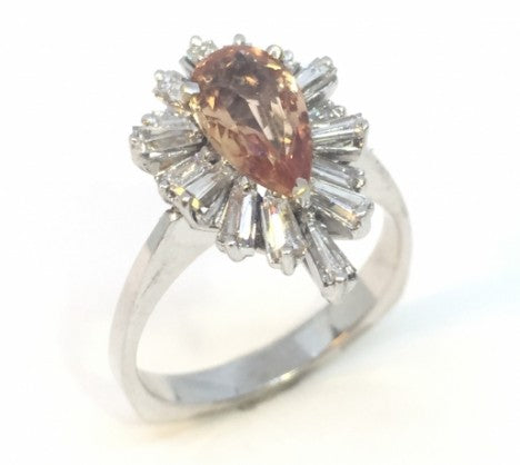 Natural Topaz & Diamond Ballerina Ring set in White Gold – Empire Diamond