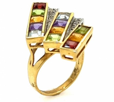Yellow Gold Channel Set Garnet, Peridot, Citrine, Amethyst and – Empire Diamond – view 2
