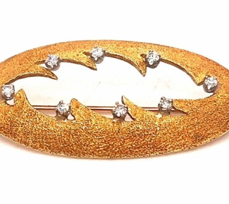 Yellow Gold Bead Blast Pin with Diamonds – Empire Diamond