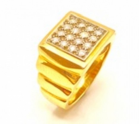 Gents Yellow Gold Diamond Cluster Ring – Empire Diamond – view 3