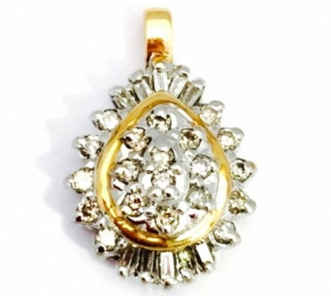 2-Tone 10K Diamond Teardrop Pendant – Empire Diamond