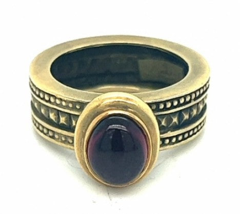 Yellow Gold Byzantine Ring with a Garnet – Empire Diamond – view 2